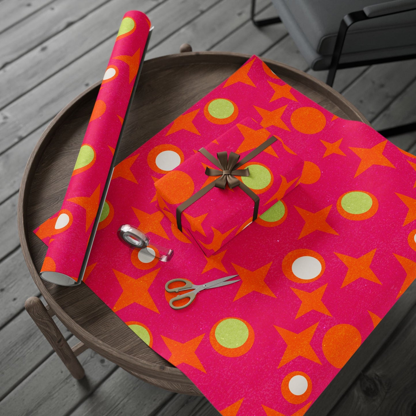 Copy of Gift Wrap Papers - Mid-Century Stars and Cocktail Olive Design - Magenta