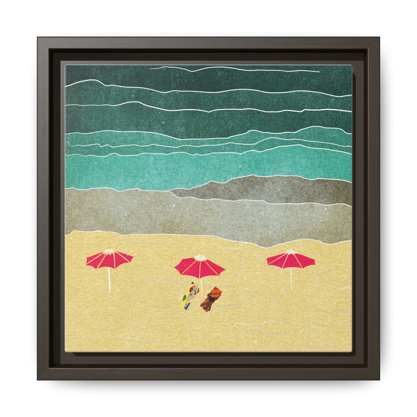 Wall Art Canvas- Seaside Vacation wth red umbrellas