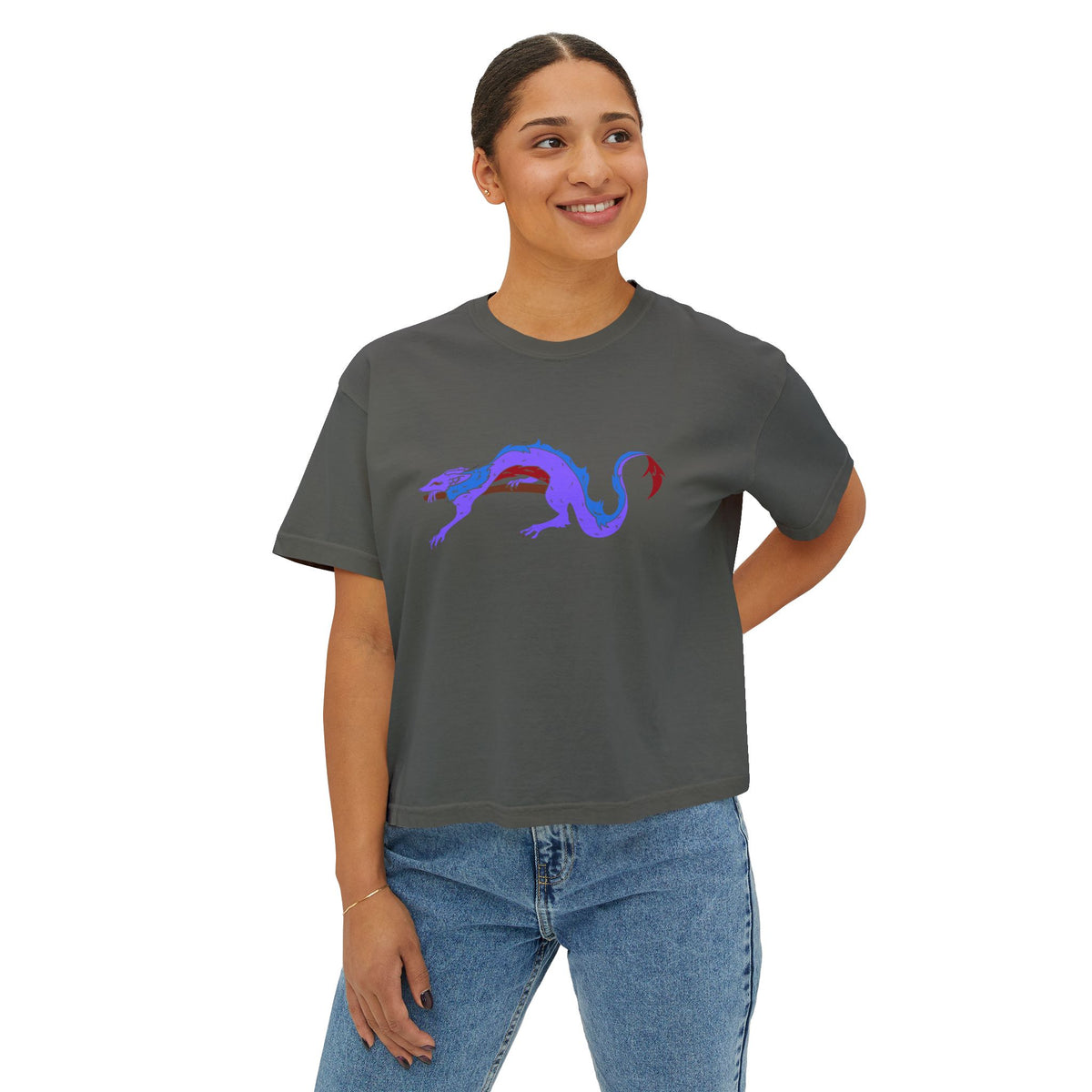 Boxy Tee Fierce Dragon original art by Olivia Lagerlof