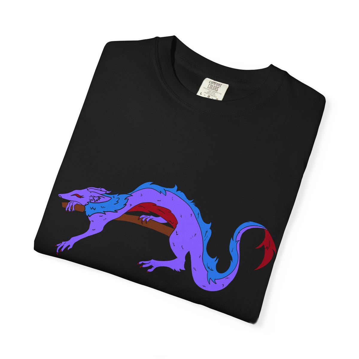 Fierce Dragon Graphic T-Shirt — Original art by Olivia Lagerlof with Tiny Back Shiba Accent