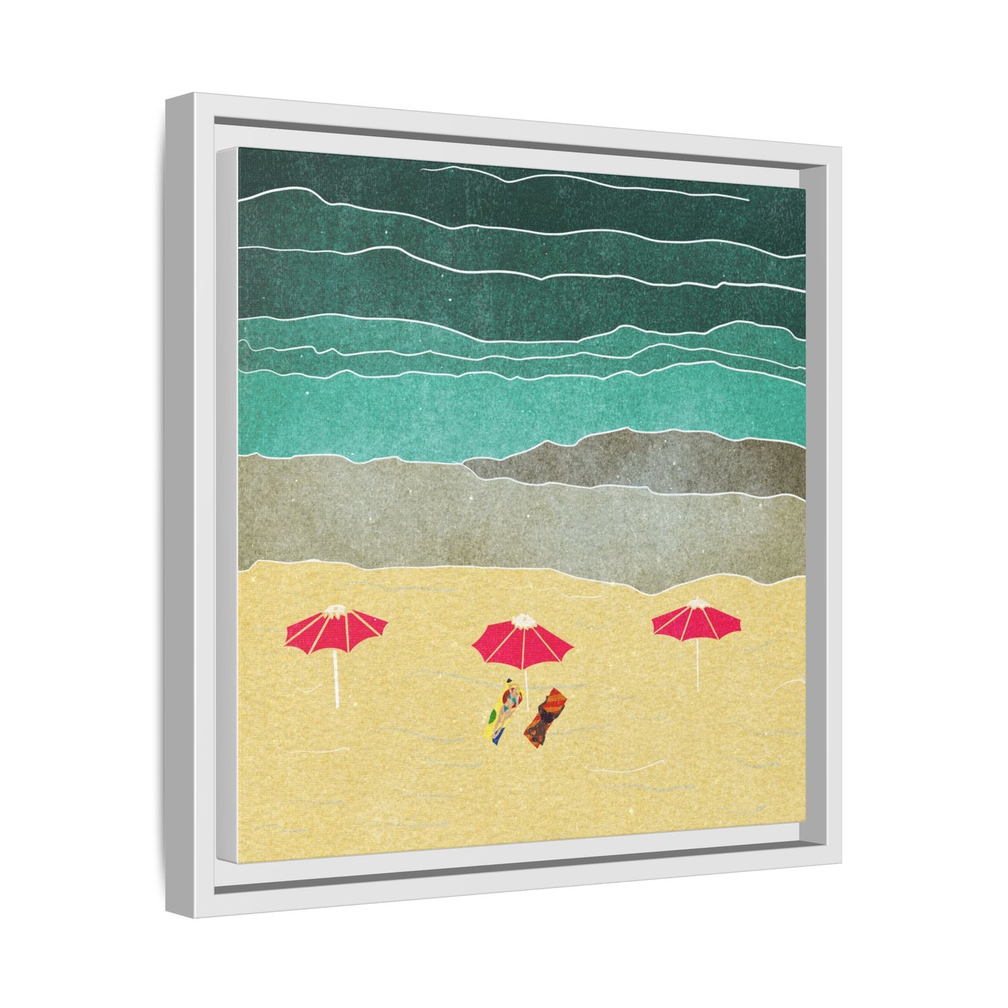Wall Art Canvas- Seaside Vacation wth red umbrellas