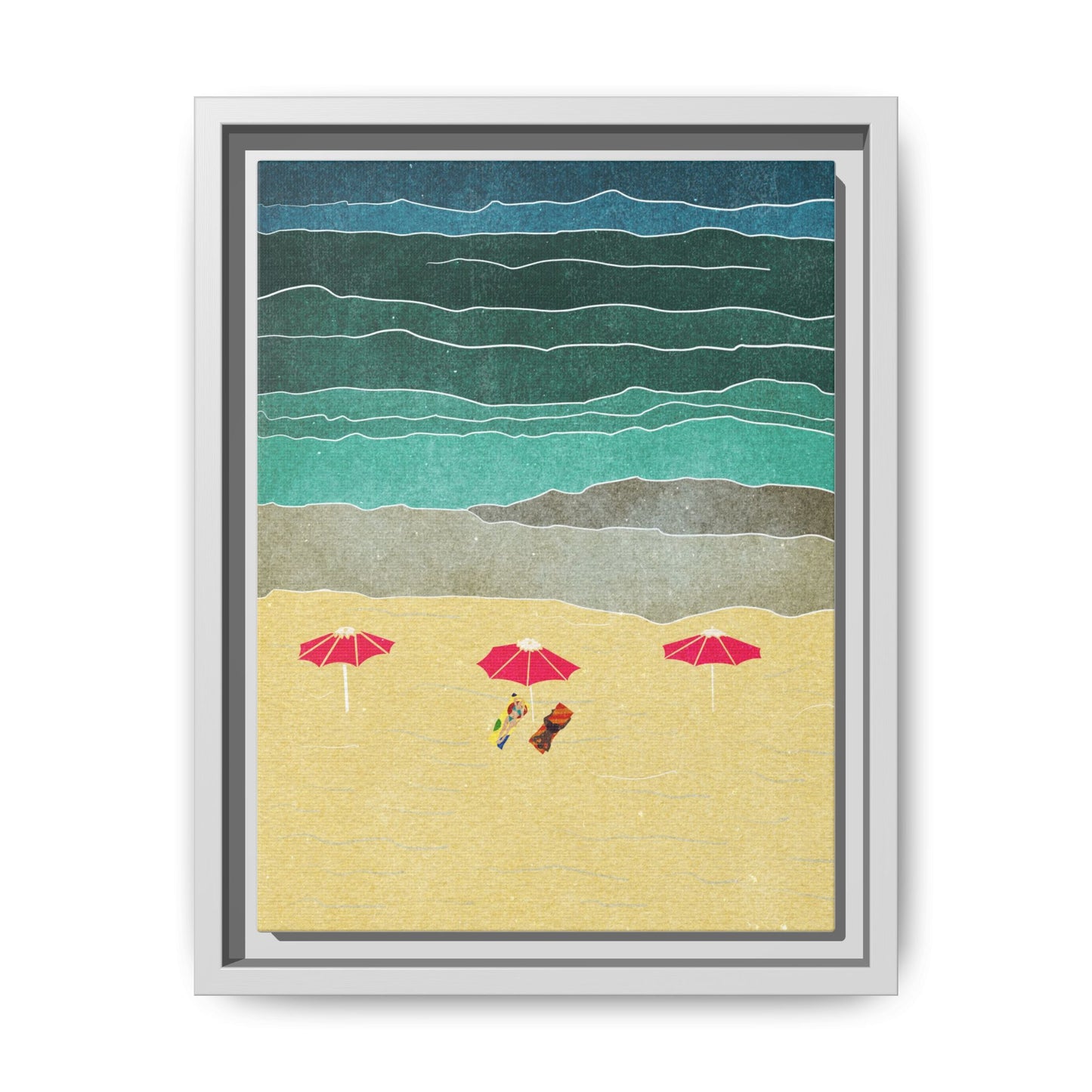 Wall Art Canvas- Seaside Vacation wth red umbrellas