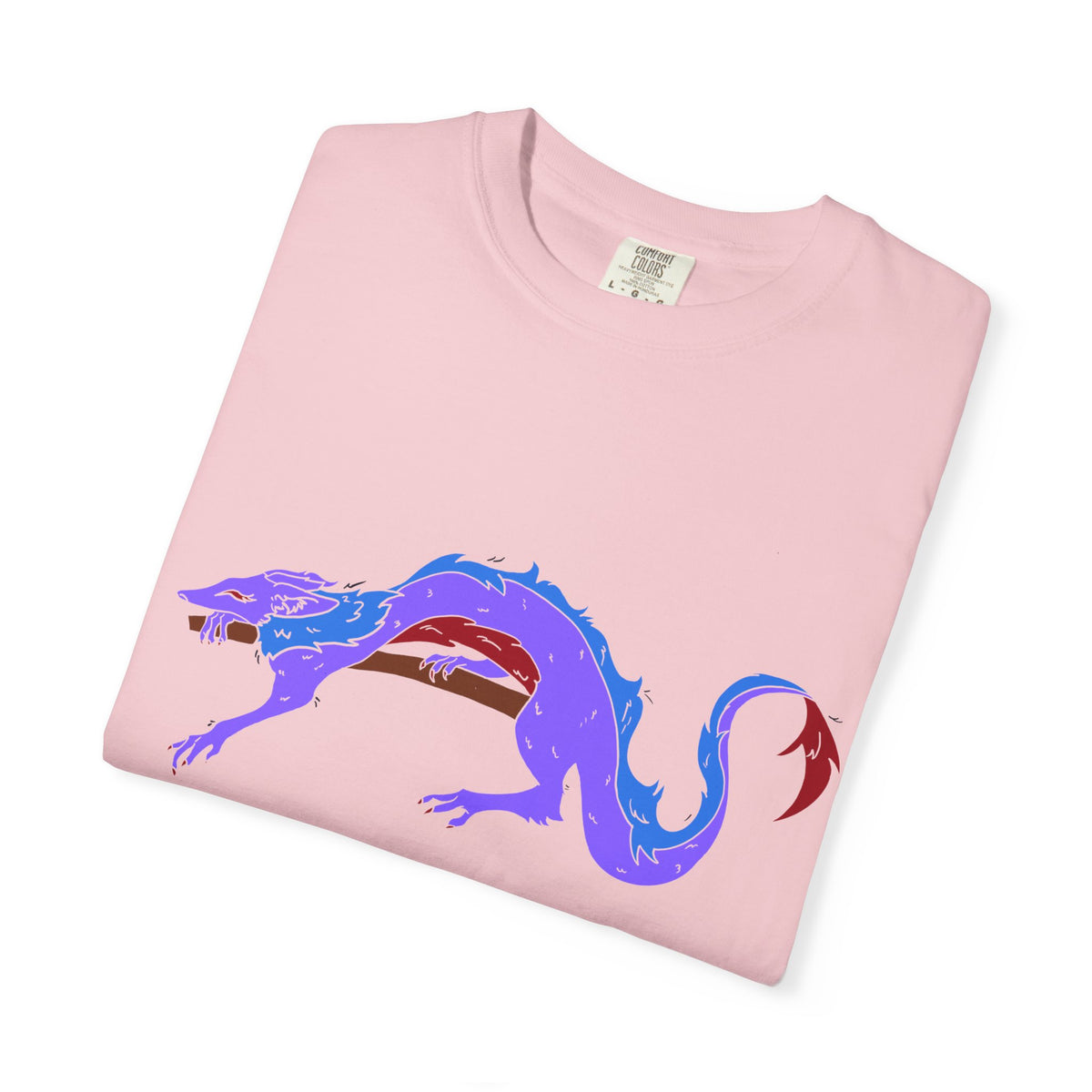 Fierce Dragon Graphic T-Shirt — Original art by Olivia Lagerlof with Tiny Back Shiba Accent