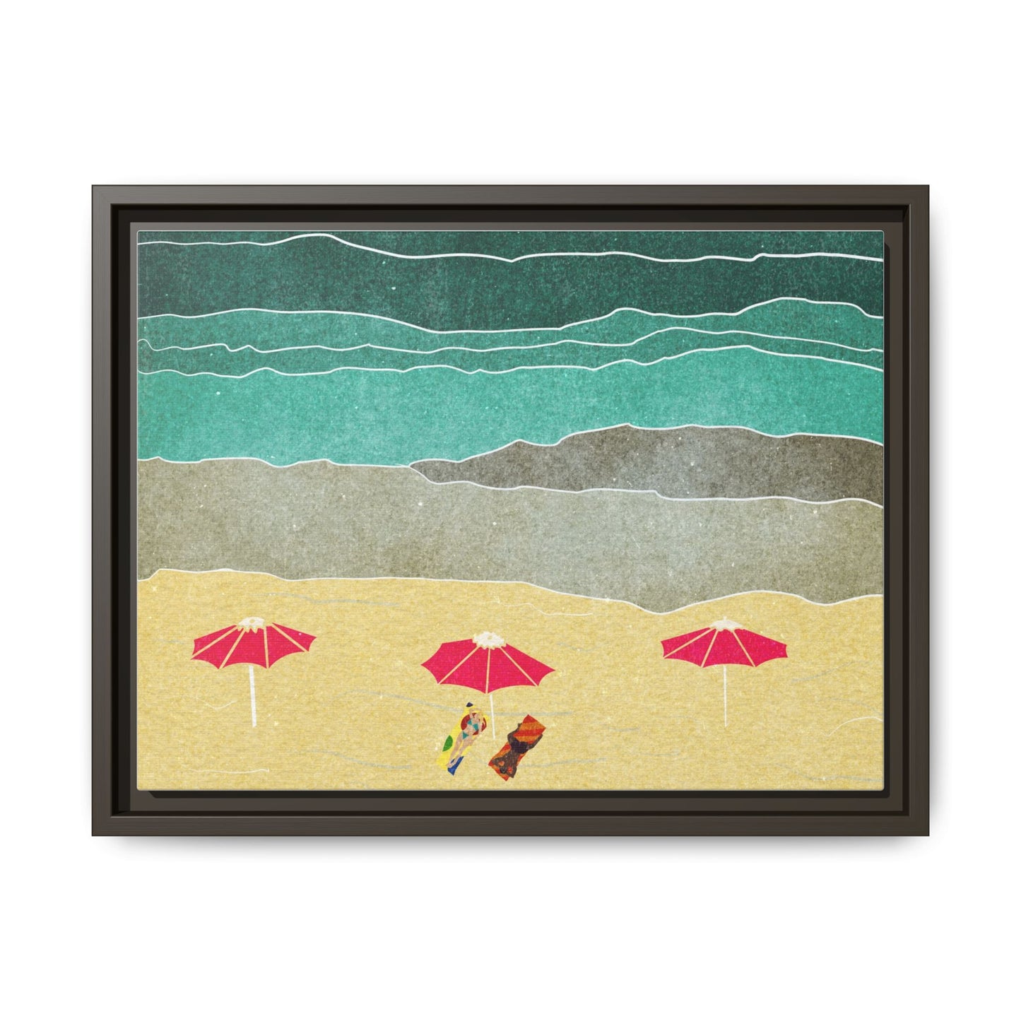 Wall Art Canvas- Seaside Vacation wth red umbrellas