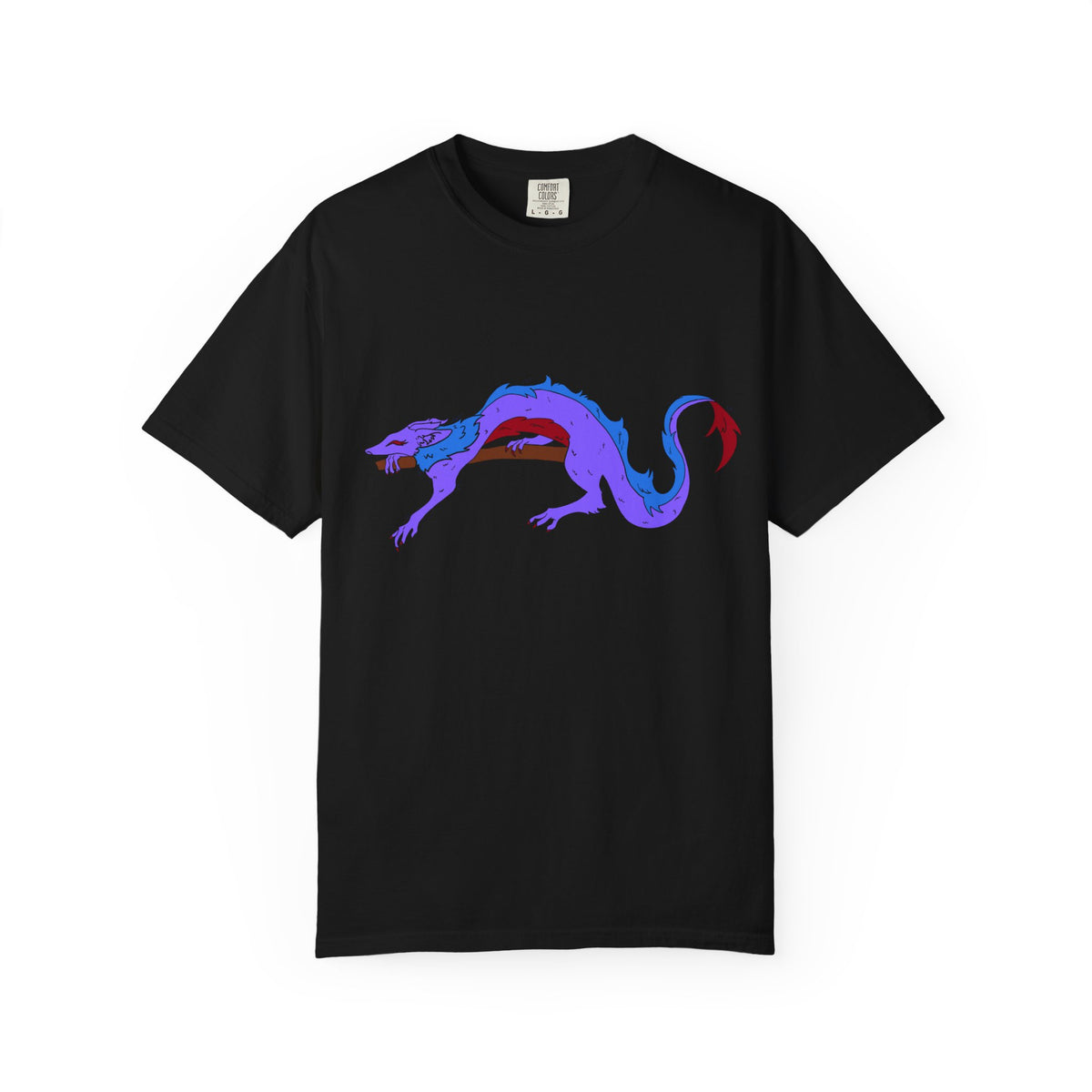 Fierce Dragon Graphic T-Shirt — Original art by Olivia Lagerlof with Tiny Back Shiba Accent