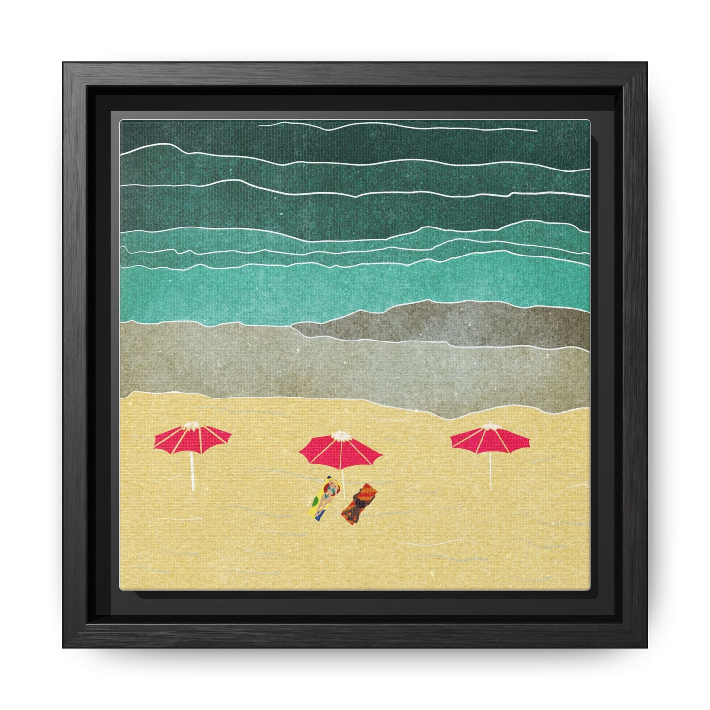 Wall Art Canvas- Seaside Vacation wth red umbrellas