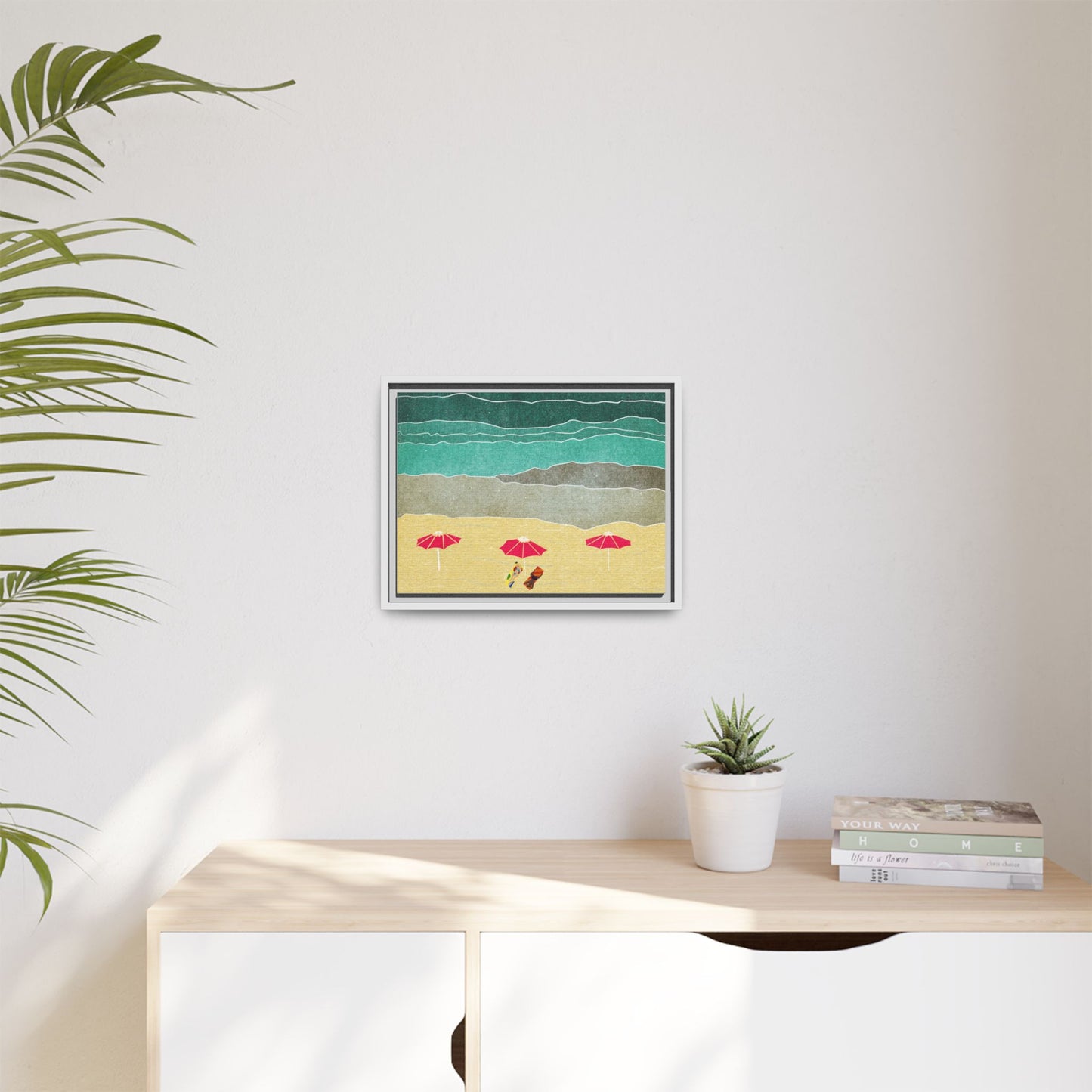 Wall Art Canvas- Seaside Vacation wth red umbrellas