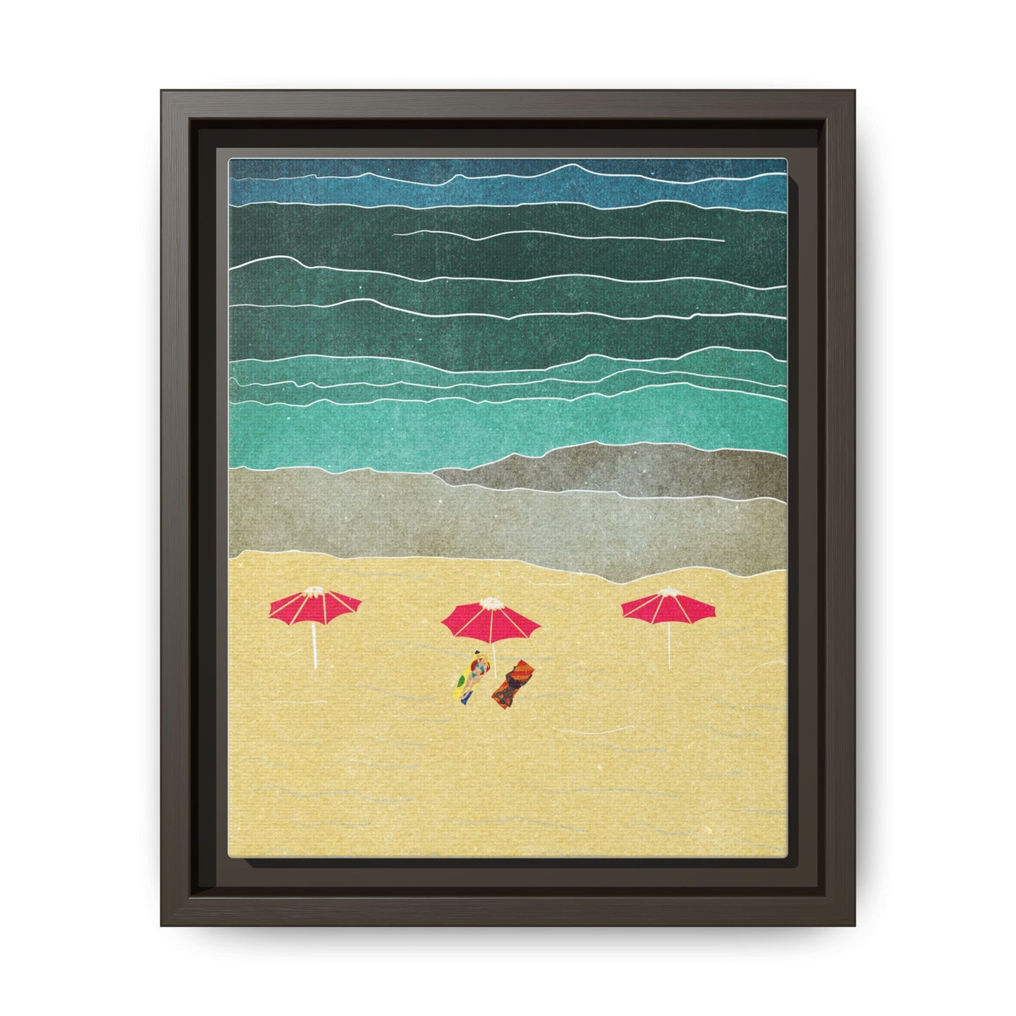 Wall Art Canvas- Seaside Vacation wth red umbrellas