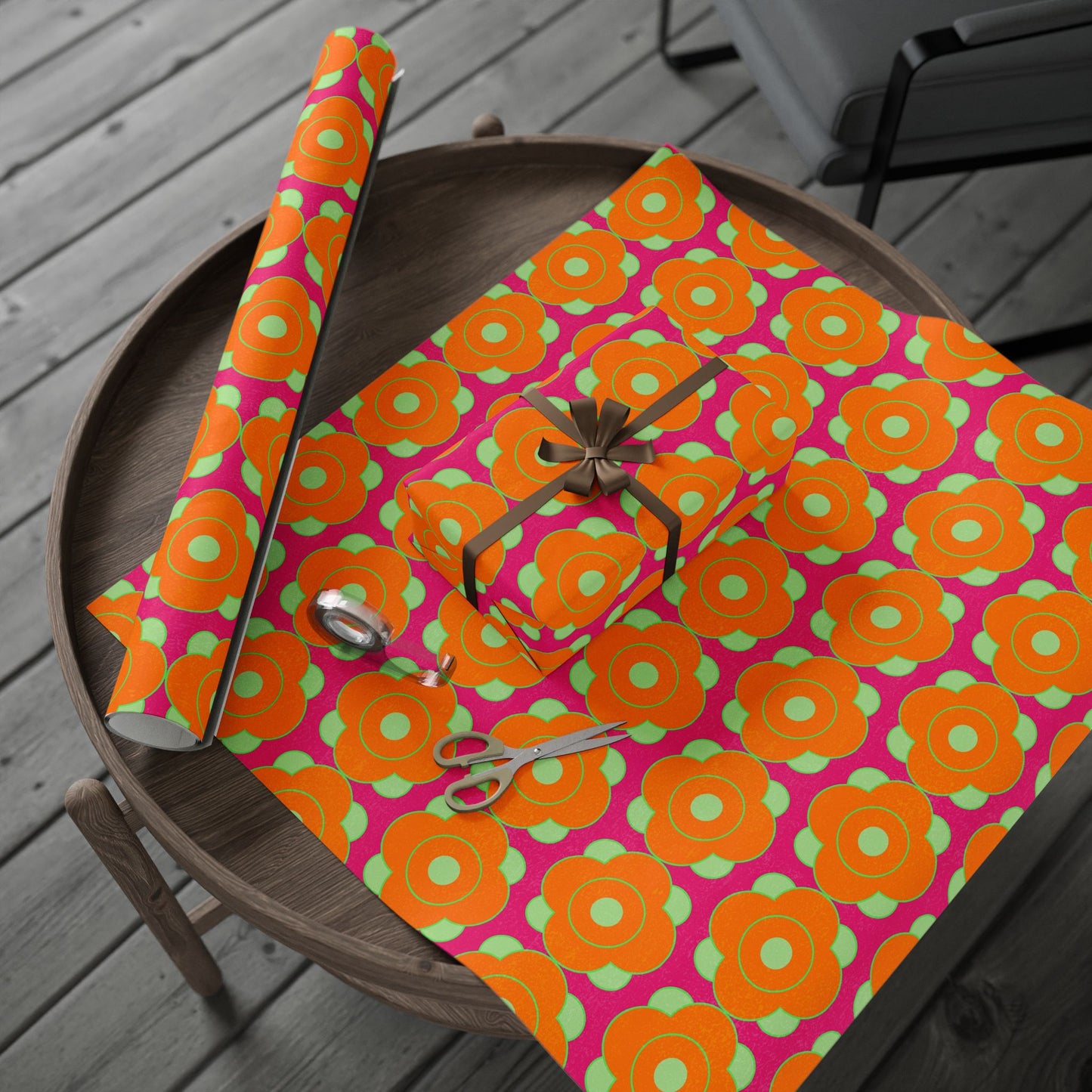 Wrapping Papers - Modern Daisy Design with Mid Century Flair and Bold Colors