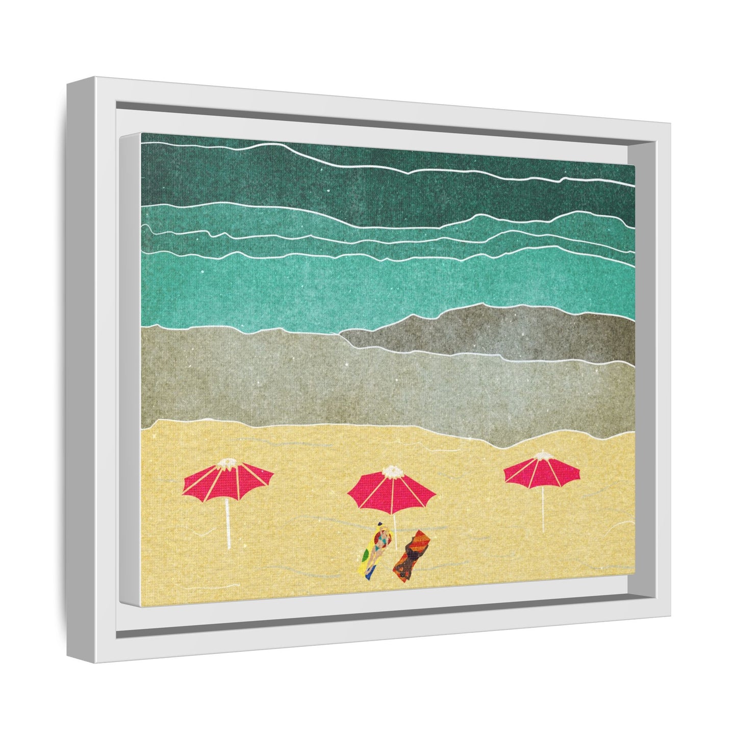 Wall Art Canvas- Seaside Vacation wth red umbrellas