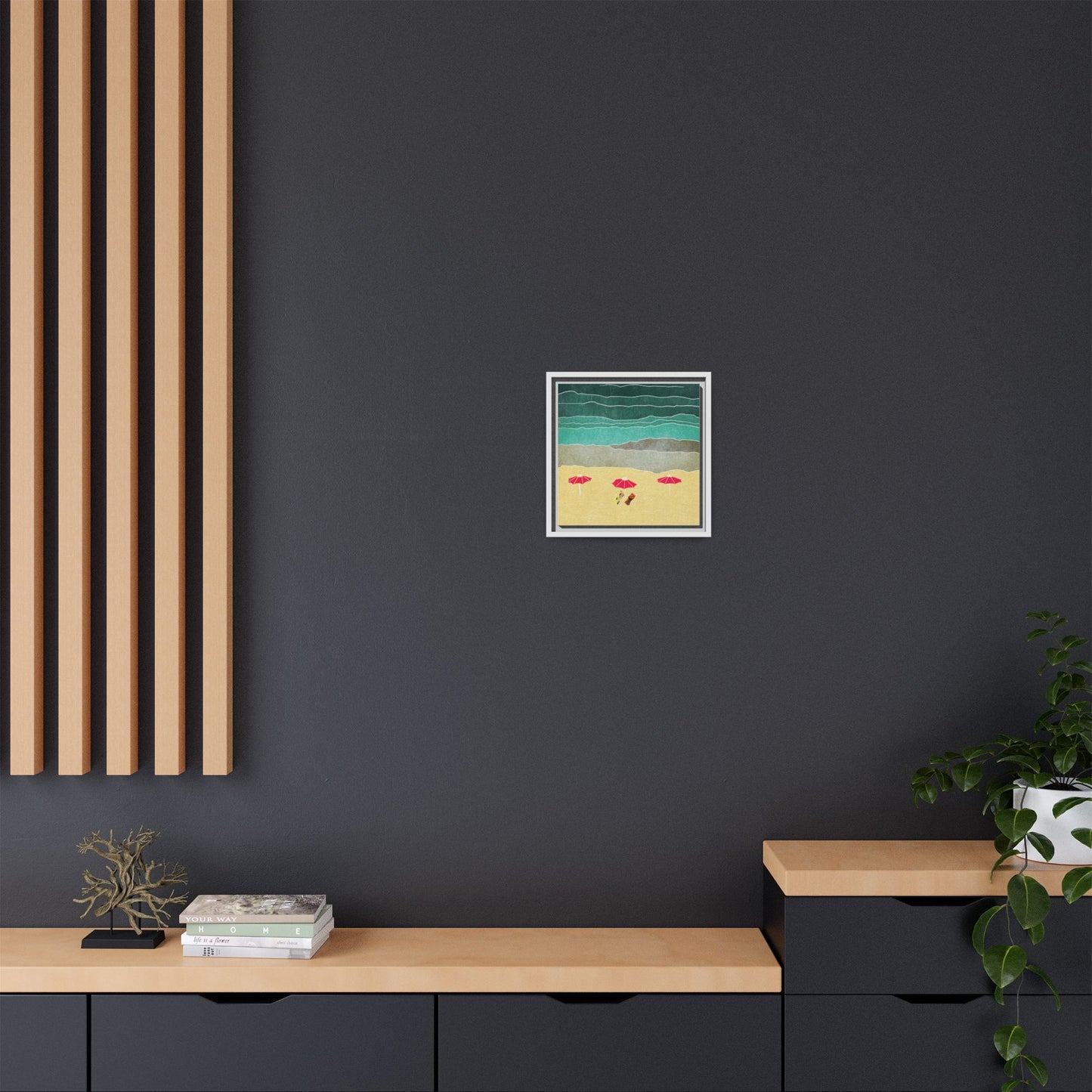 Wall Art Canvas- Seaside Vacation wth red umbrellas