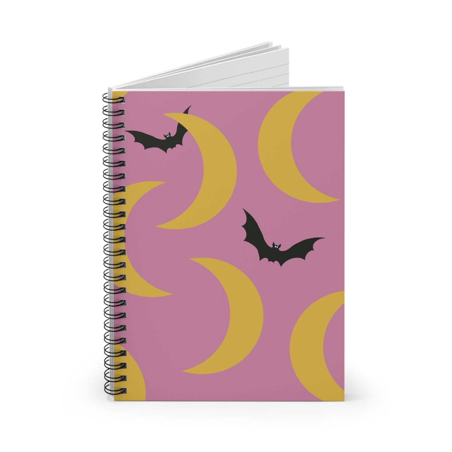 Notebook - Cute Googly-Eyed Bats and Moons Design
