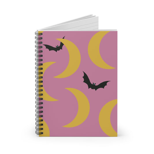 Notebook - Cute Googly-Eyed Bats and Moons Design