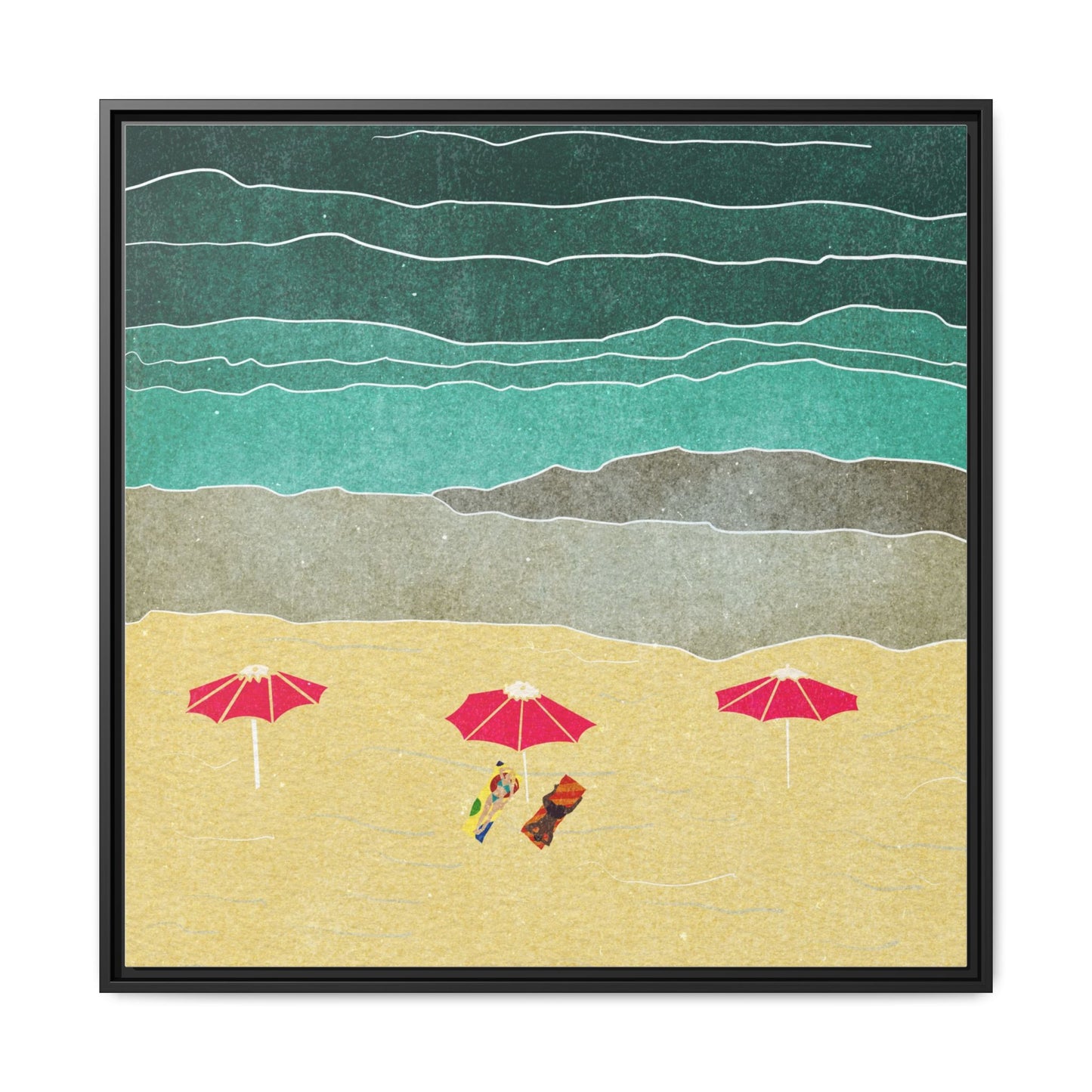 Wall Art Canvas- Seaside Vacation wth red umbrellas