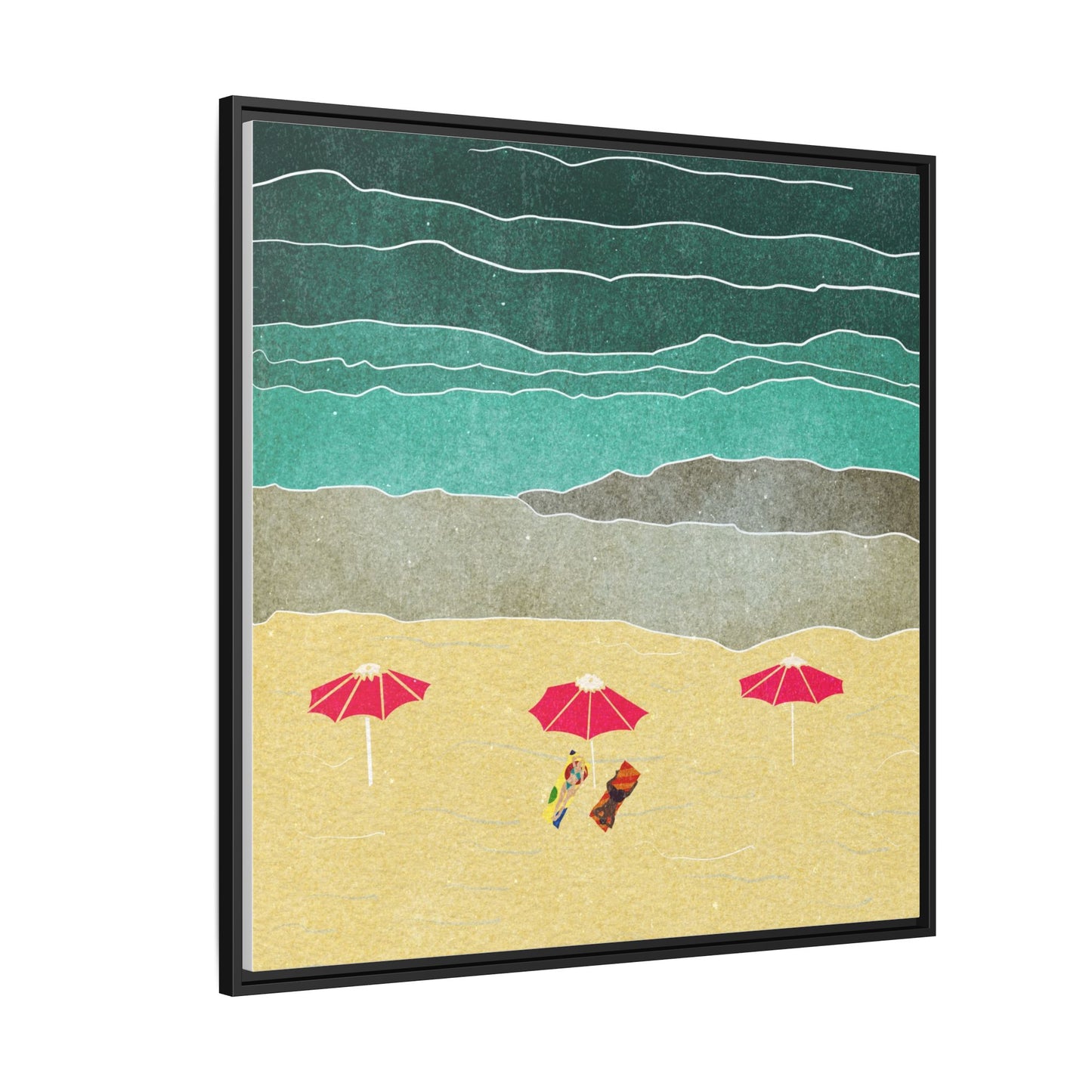 Wall Art Canvas- Seaside Vacation wth red umbrellas