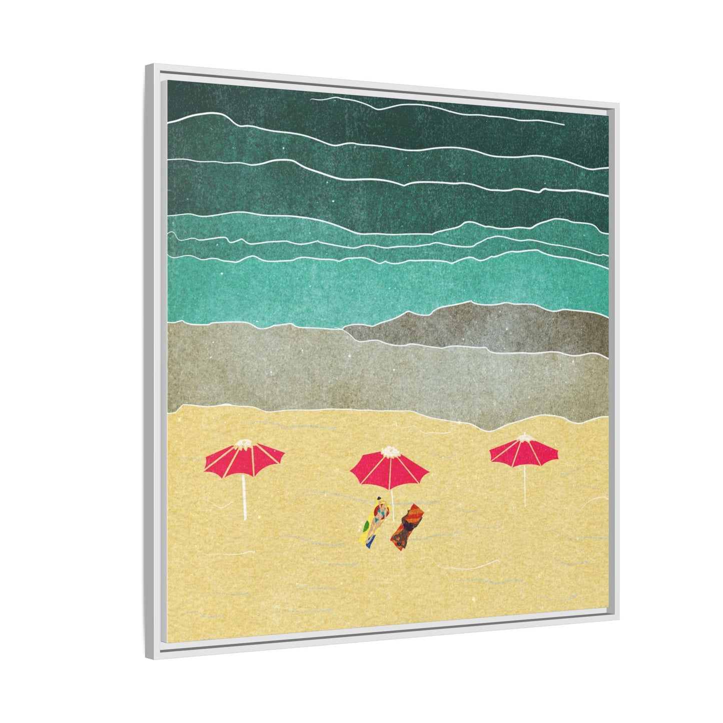 Wall Art Canvas- Seaside Vacation wth red umbrellas