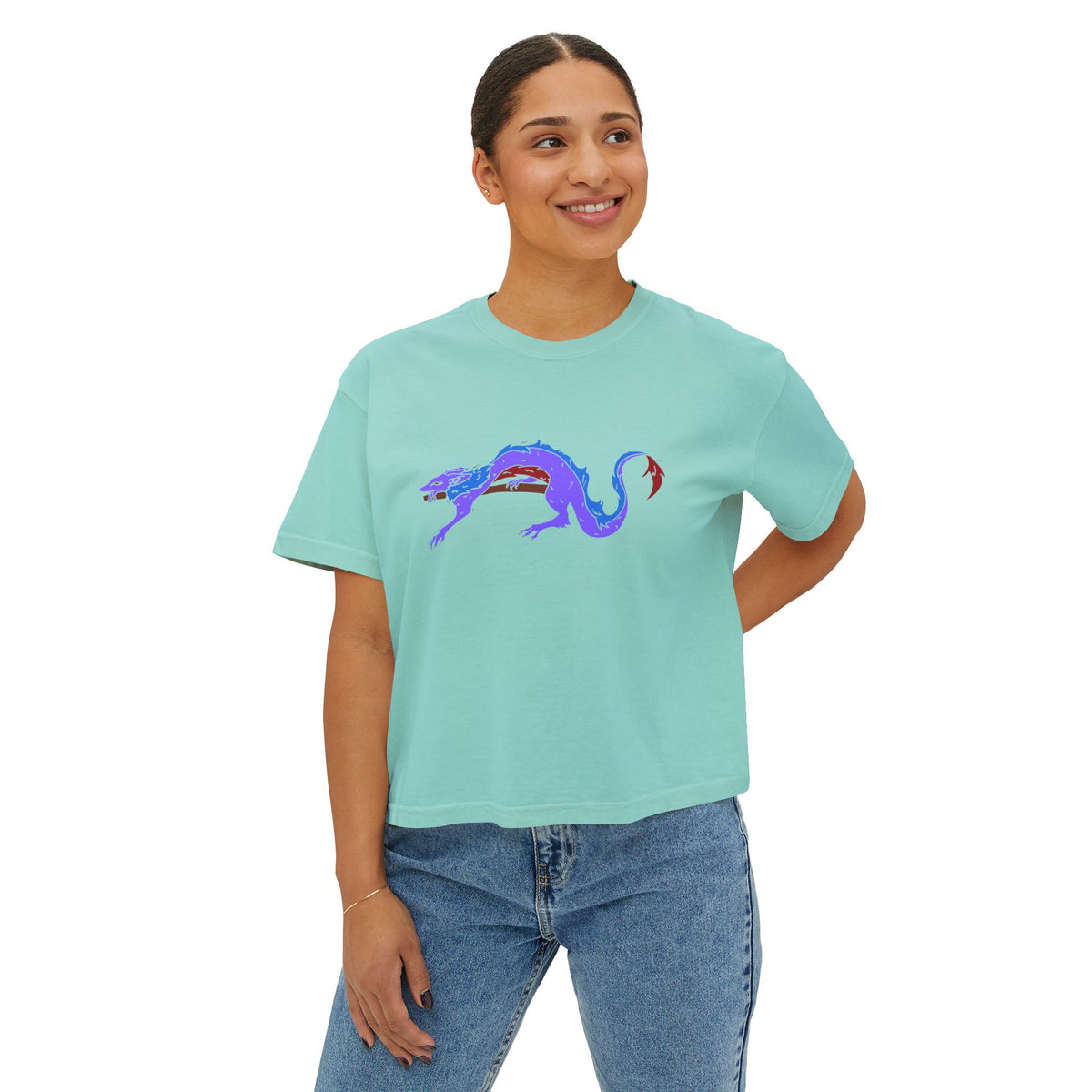 Boxy Tee Fierce Dragon original art by Olivia Lagerlof