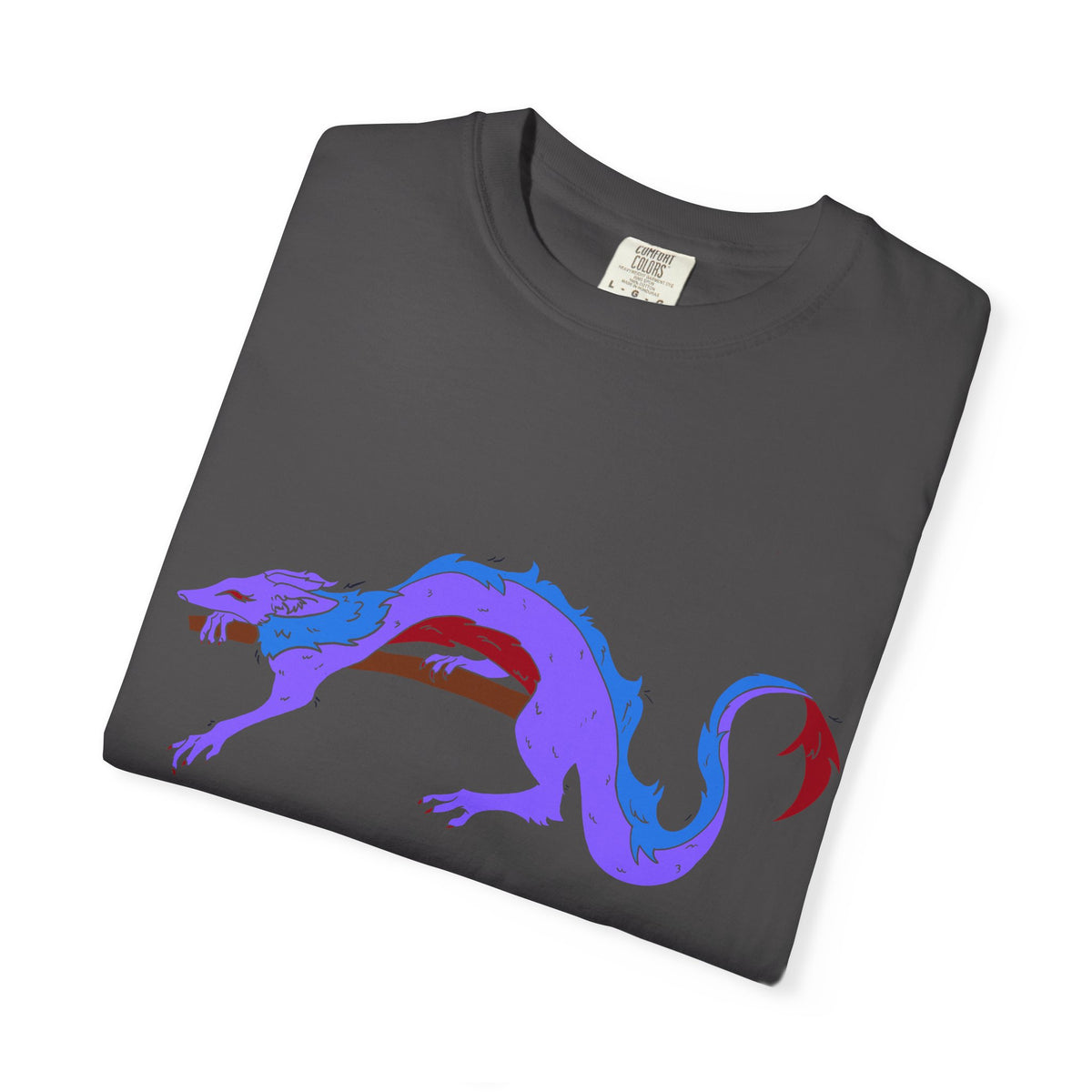 Fierce Dragon Graphic T-Shirt — Original art by Olivia Lagerlof with Tiny Back Shiba Accent