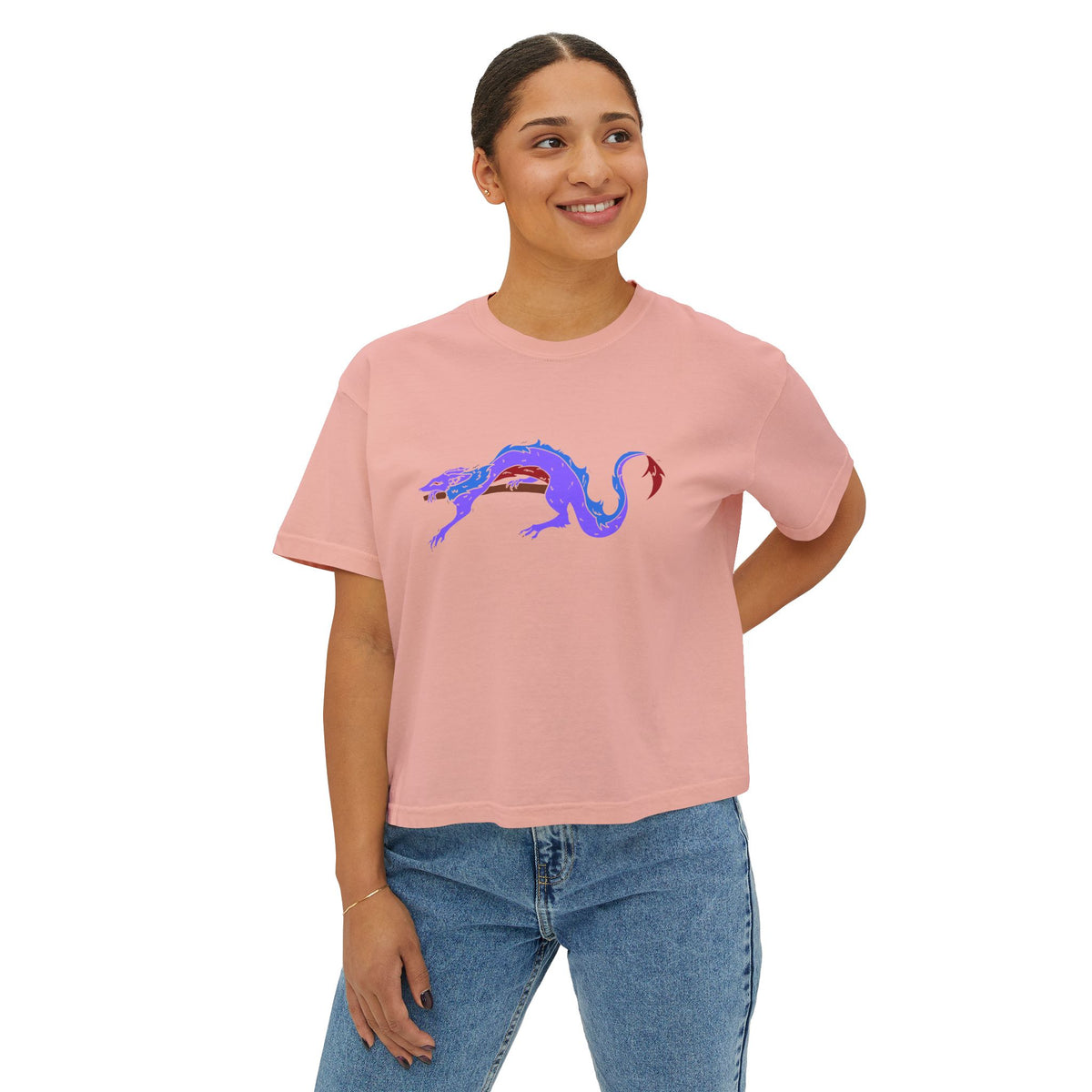Boxy Tee Fierce Dragon original art by Olivia Lagerlof