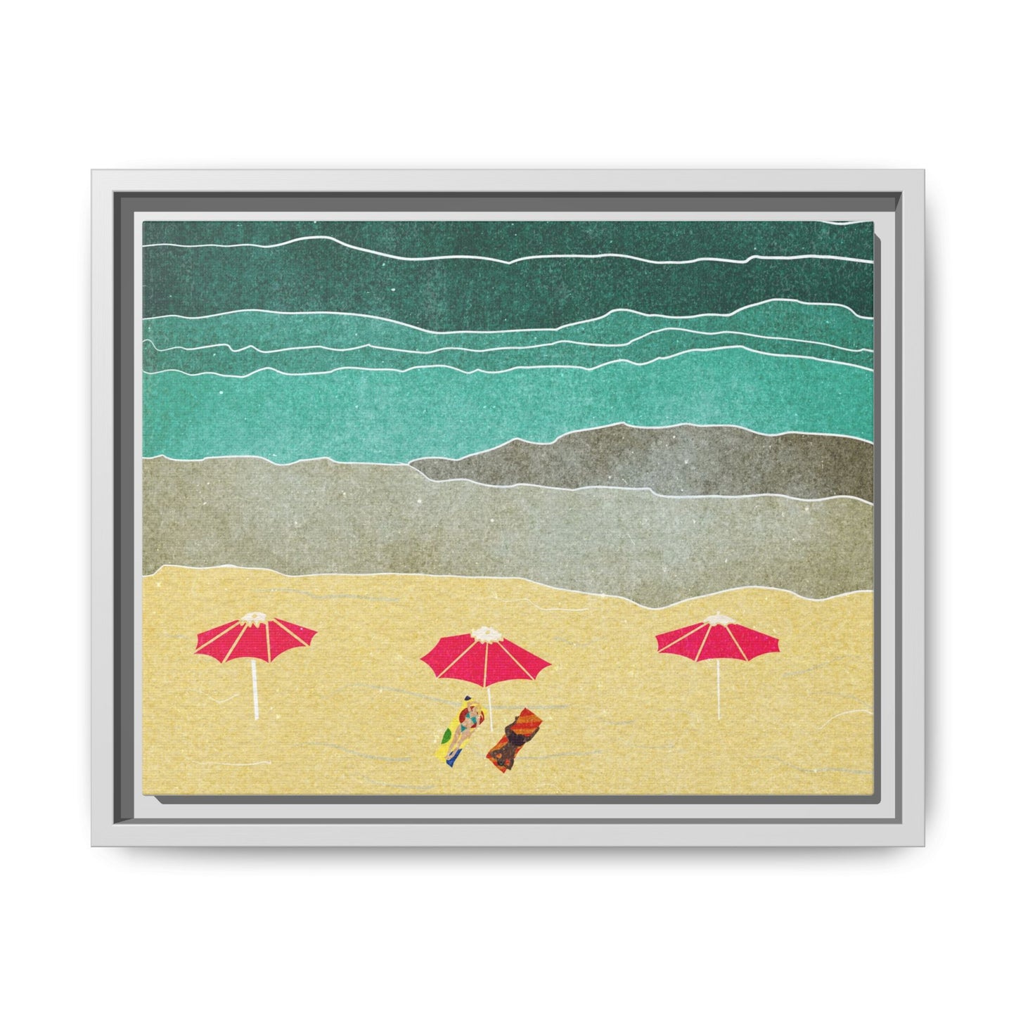 Wall Art Canvas- Seaside Vacation wth red umbrellas
