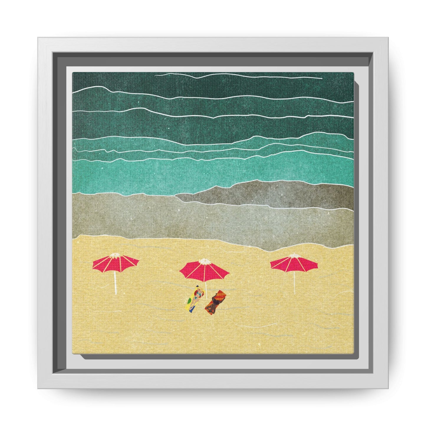 Wall Art Canvas- Seaside Vacation wth red umbrellas