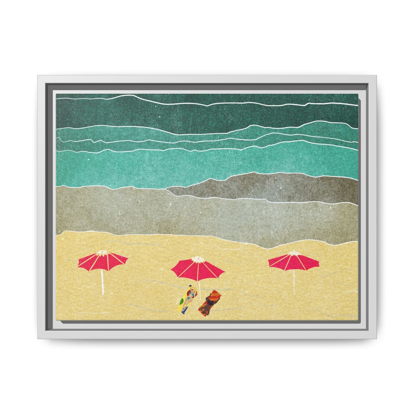 Wall Art Canvas- Seaside Vacation wth red umbrellas