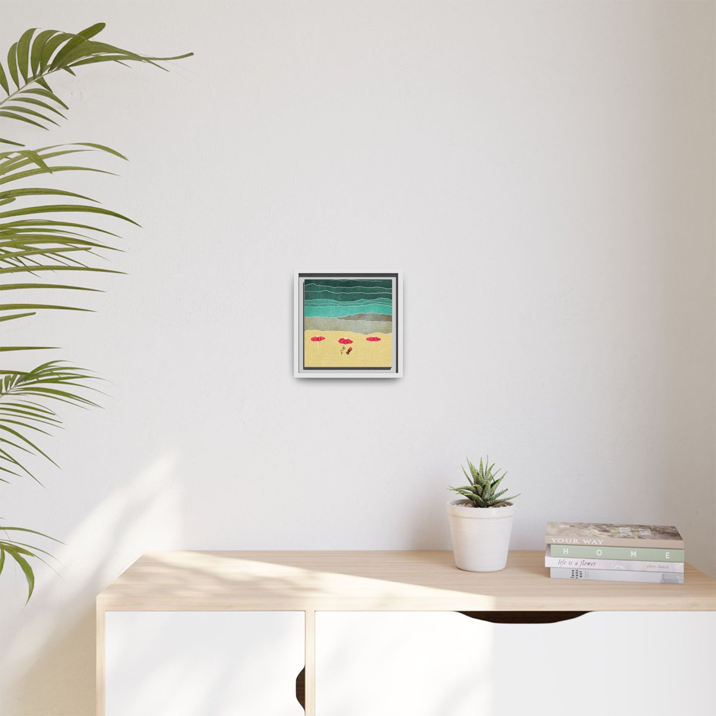 Wall Art Canvas- Seaside Vacation wth red umbrellas