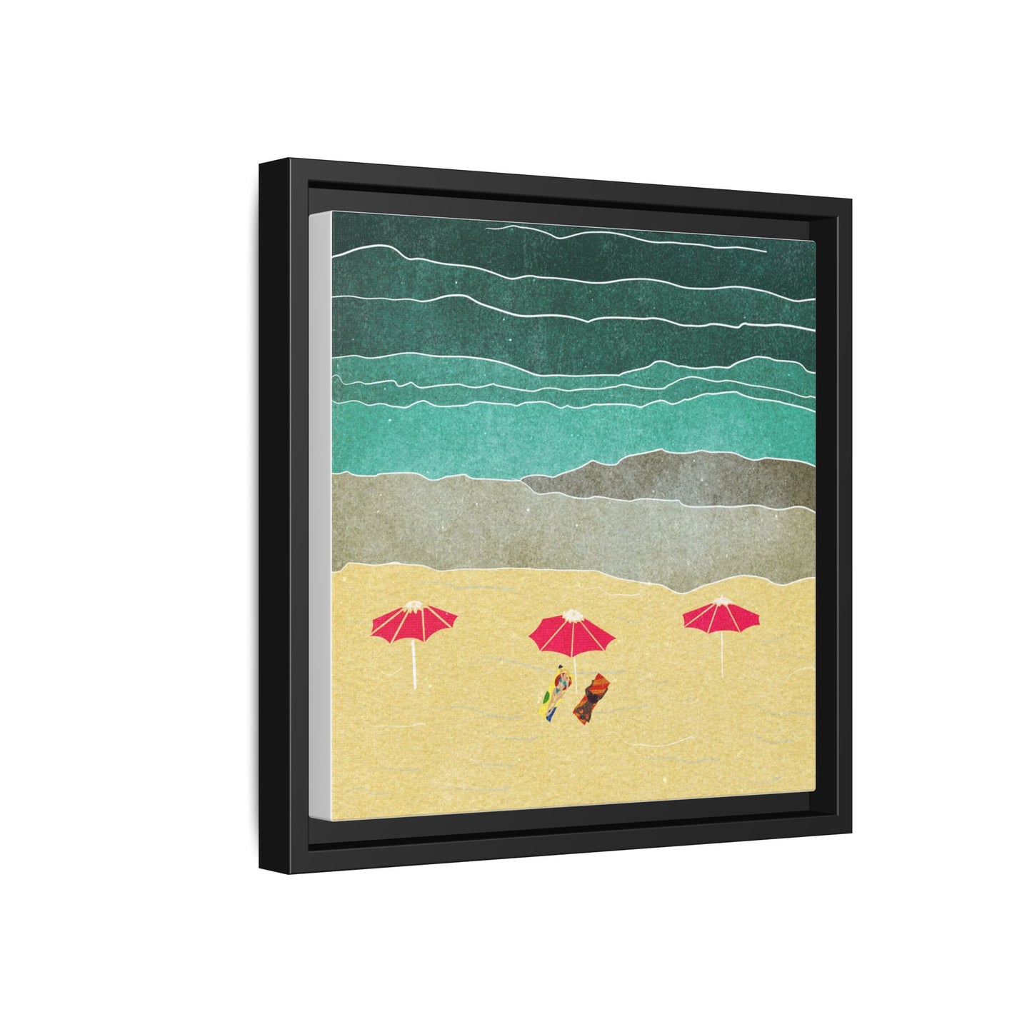 Wall Art Canvas- Seaside Vacation wth red umbrellas