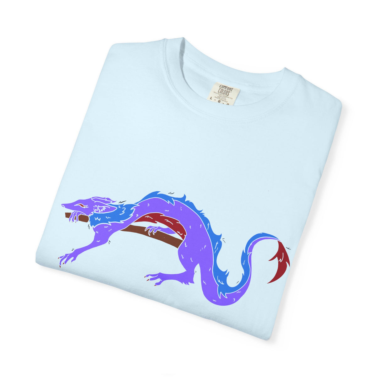 Fierce Dragon Graphic T-Shirt — Original art by Olivia Lagerlof with Tiny Back Shiba Accent