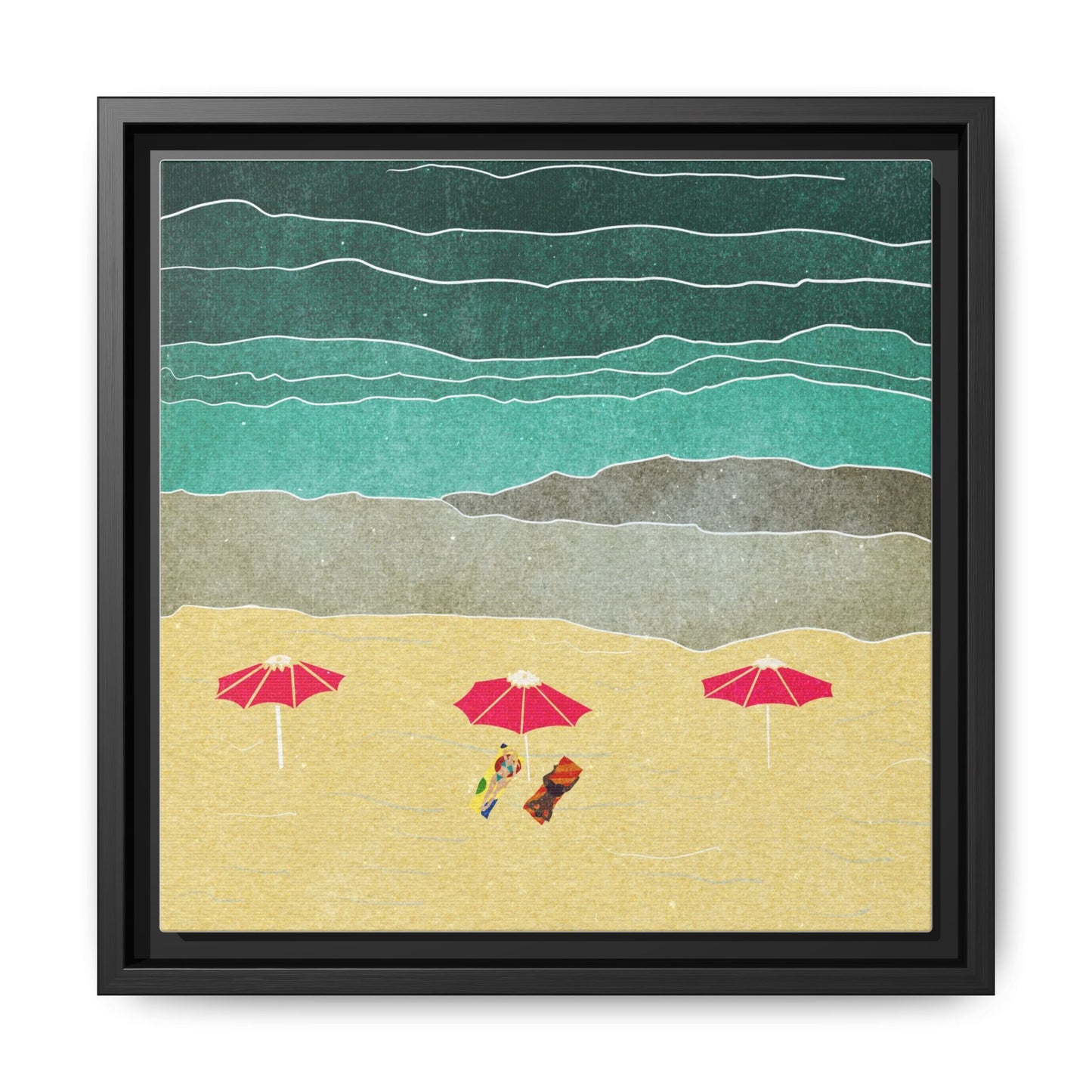 Wall Art Canvas- Seaside Vacation wth red umbrellas