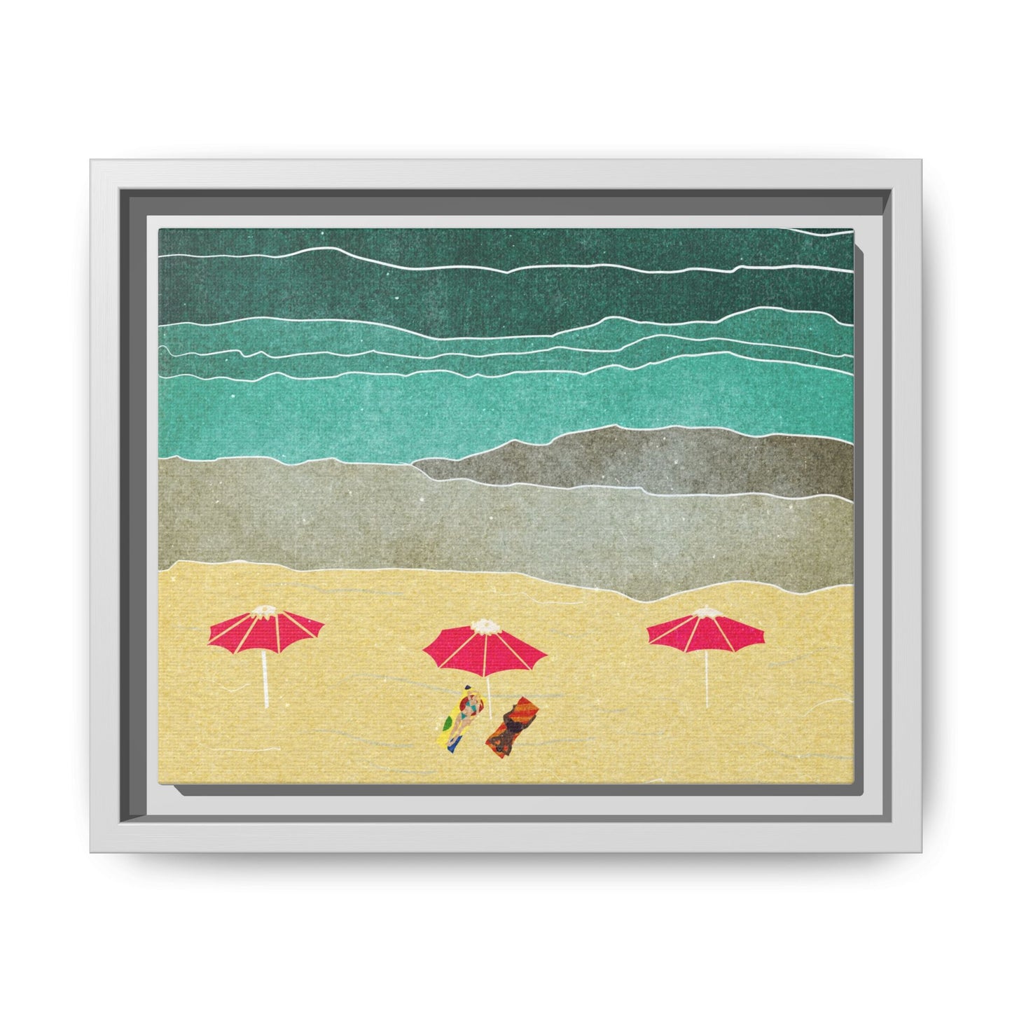 Wall Art Canvas- Seaside Vacation wth red umbrellas