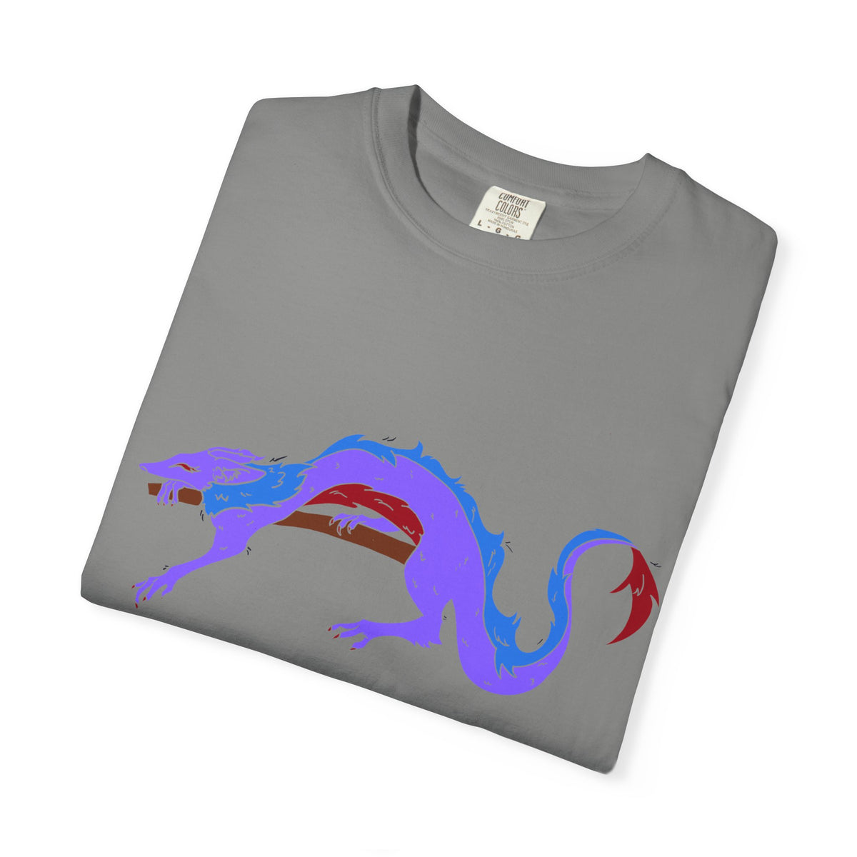 Fierce Dragon Graphic T-Shirt — Original art by Olivia Lagerlof with Tiny Back Shiba Accent