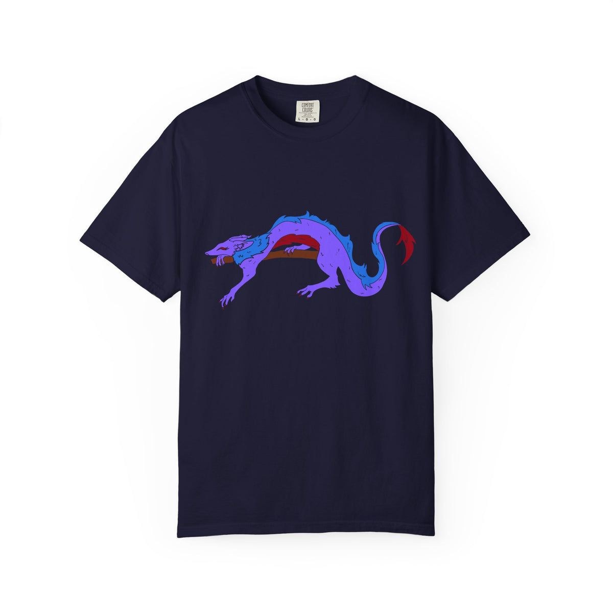 Fierce Dragon Graphic T-Shirt — Original art by Olivia Lagerlof with Tiny Back Shiba Accent