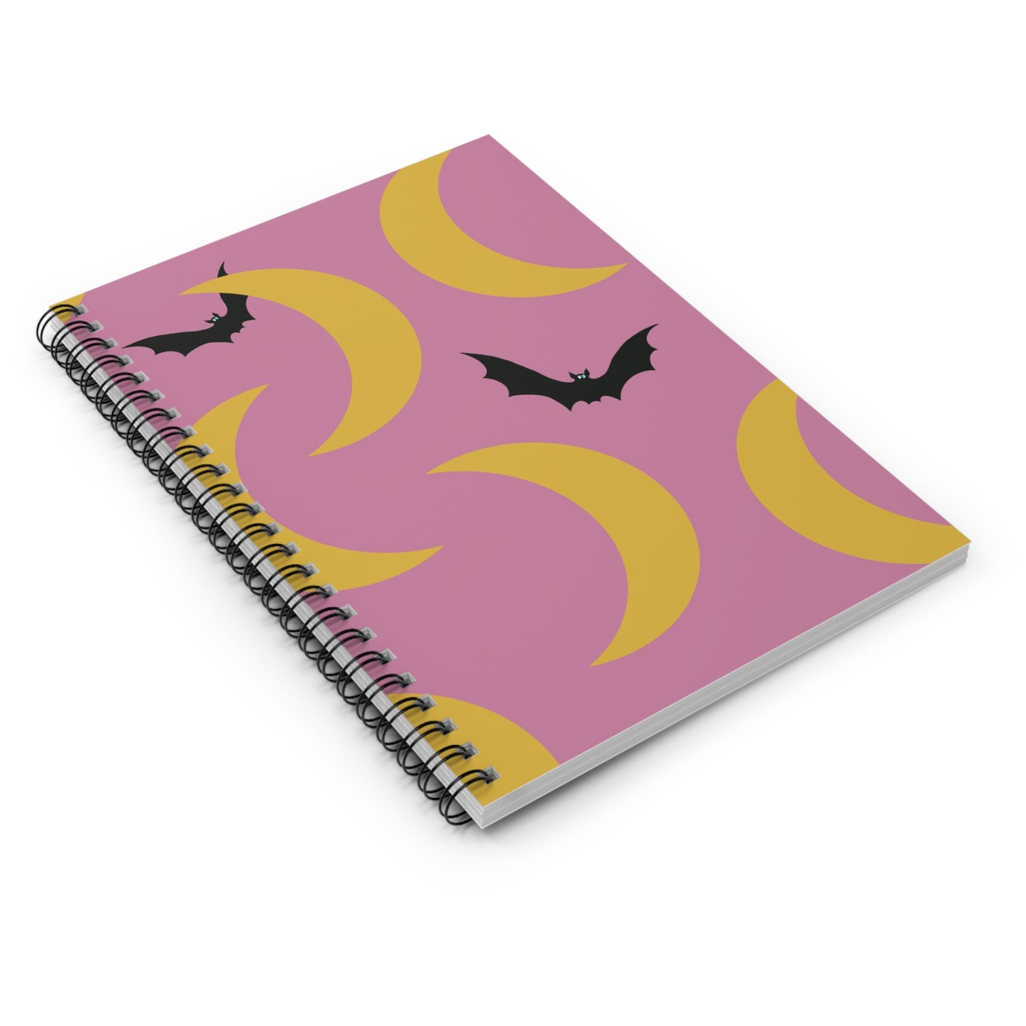 Notebook - Cute Googly-Eyed Bats and Moons Design