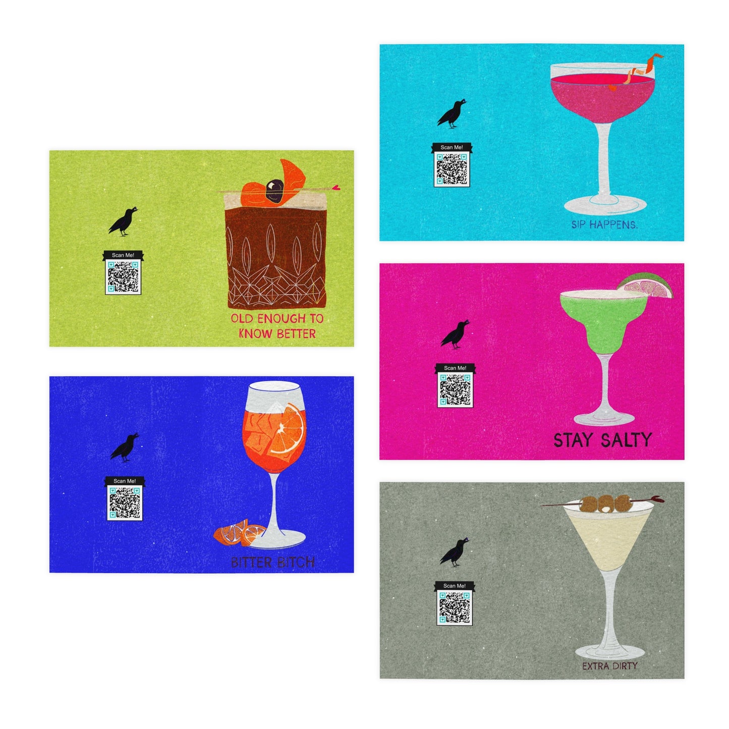Greeting Cards - Cocktail Designs (5-Pack)