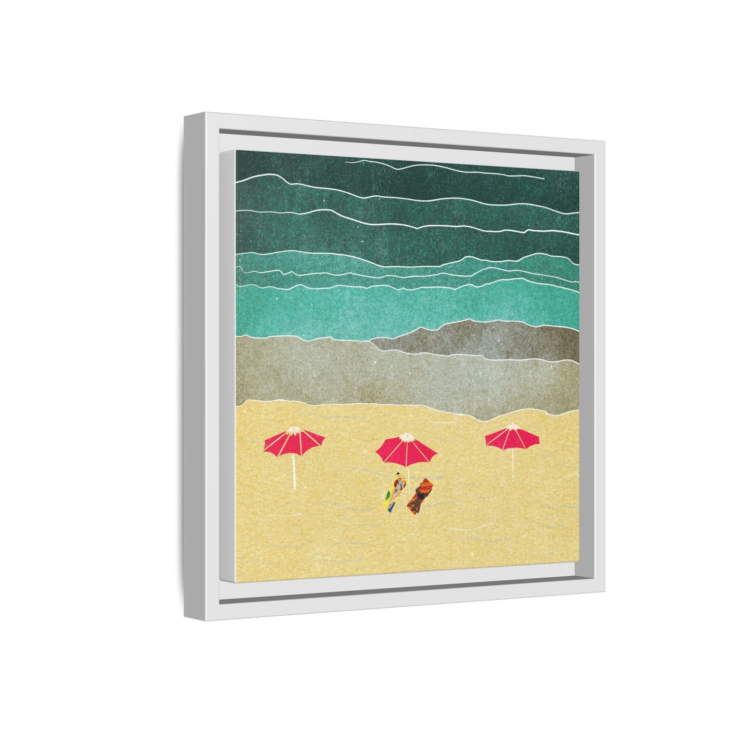 Wall Art Canvas- Seaside Vacation wth red umbrellas