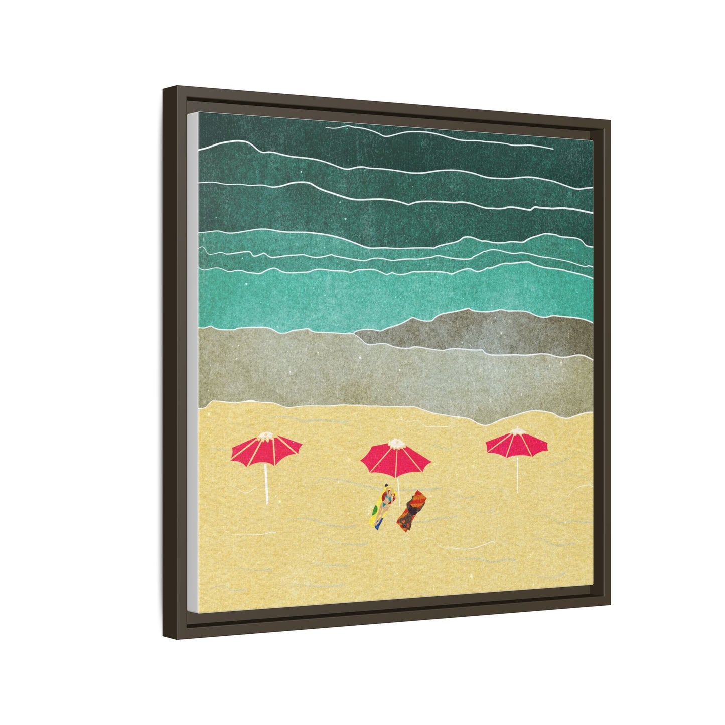 Wall Art Canvas- Seaside Vacation wth red umbrellas