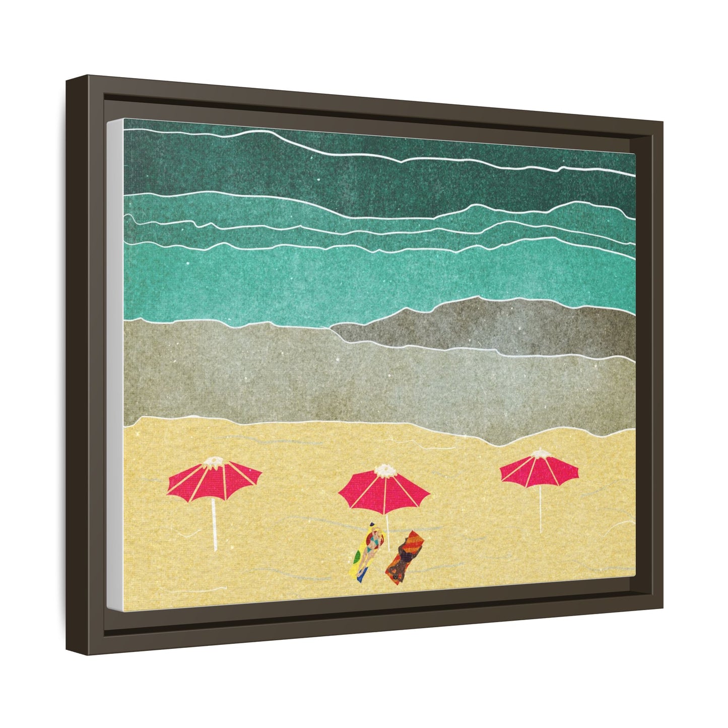 Wall Art Canvas- Seaside Vacation wth red umbrellas