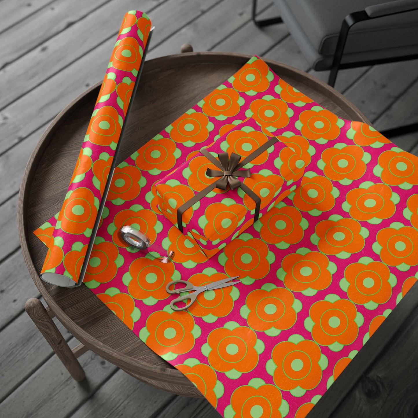 Wrapping Papers - Modern Daisy Design with Mid Century Flair and Bold Colors