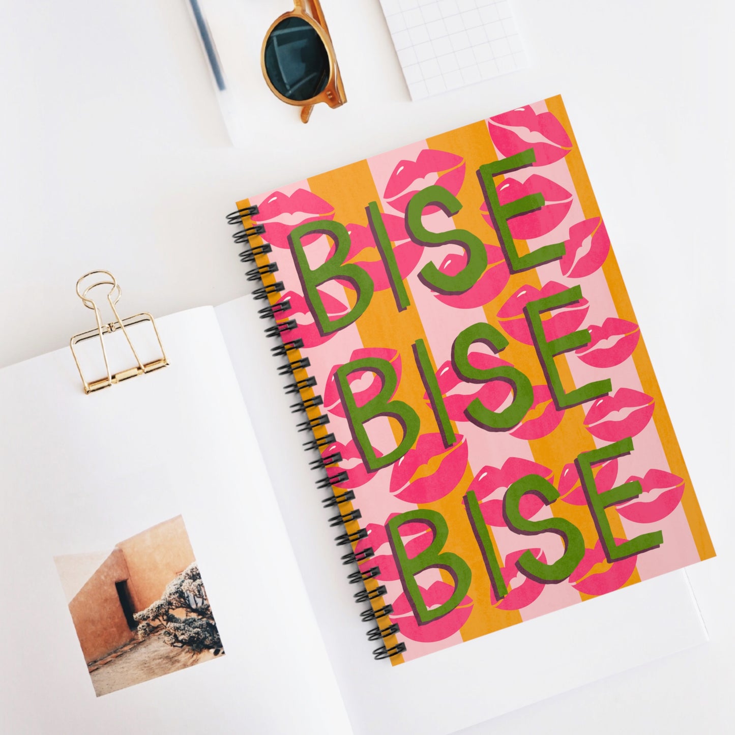 Kiss "Bise" Pattern Spiral Notebook - Ruled Line for Creative Note-taking