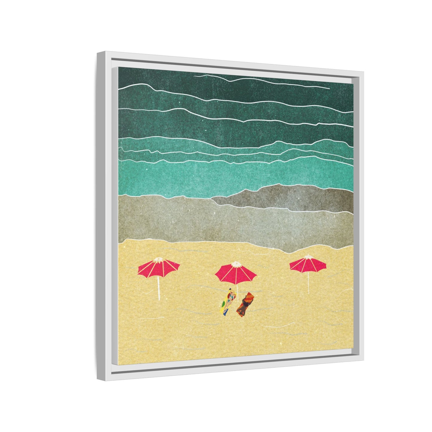 Wall Art Canvas- Seaside Vacation wth red umbrellas