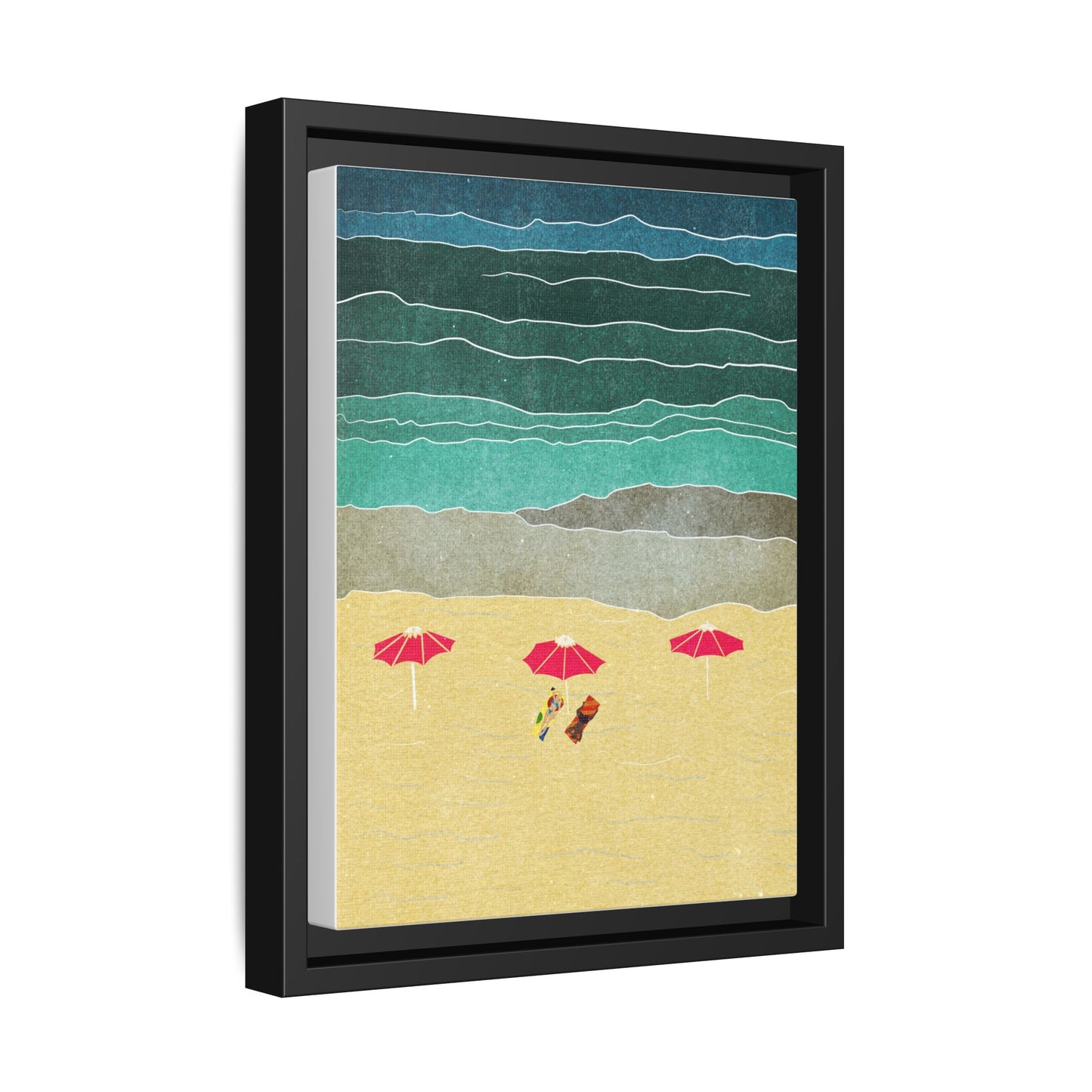 Wall Art Canvas- Seaside Vacation wth red umbrellas