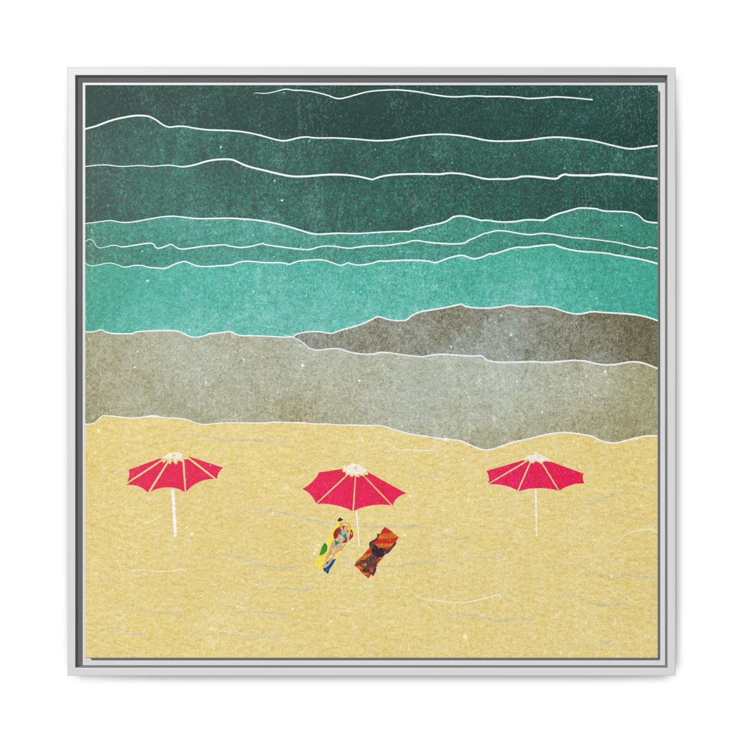 Wall Art Canvas- Seaside Vacation wth red umbrellas