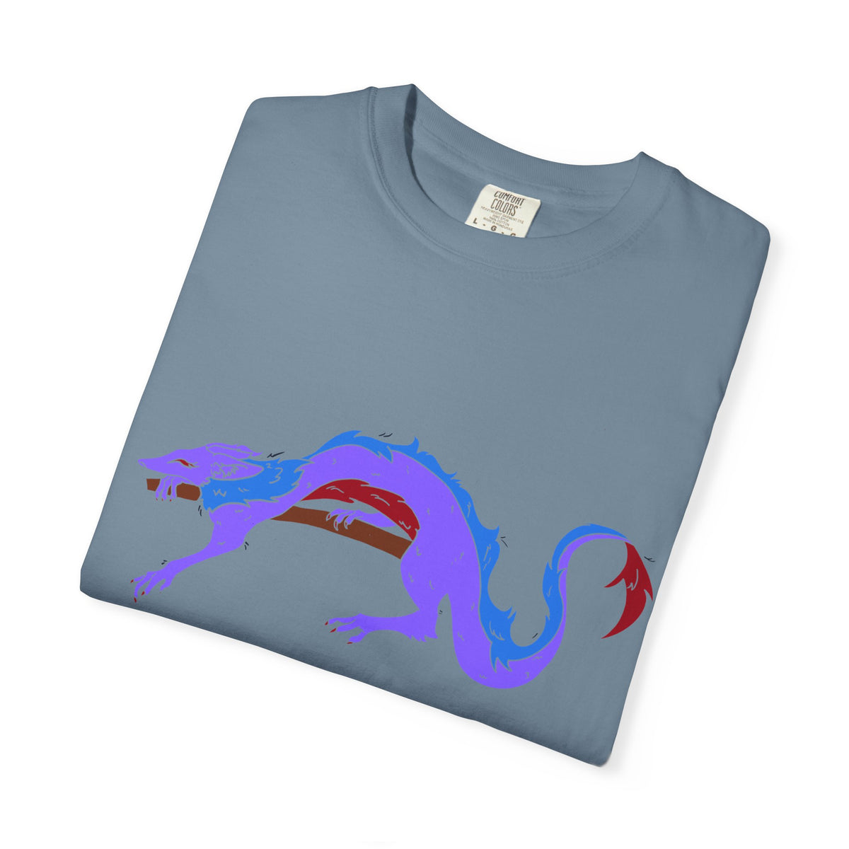 Fierce Dragon Graphic T-Shirt — Original art by Olivia Lagerlof with Tiny Back Shiba Accent