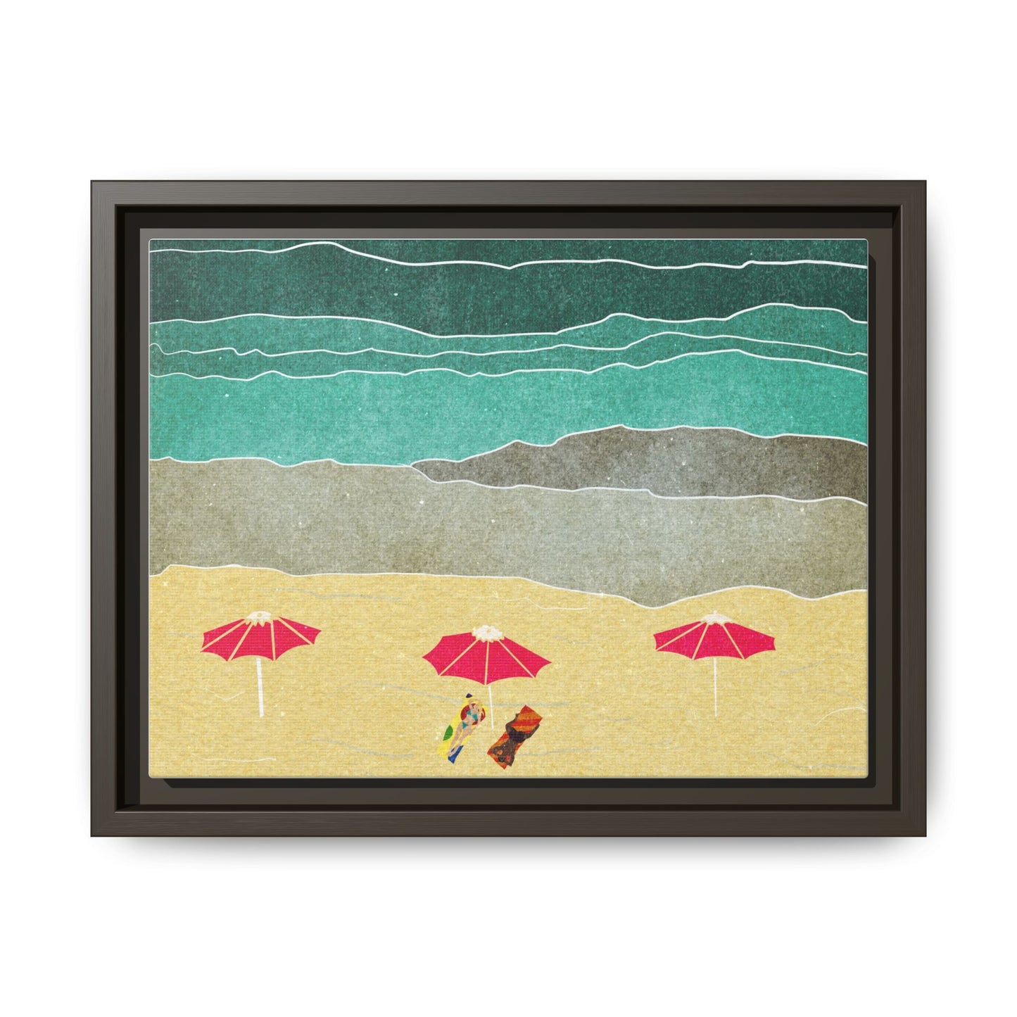 Wall Art Canvas- Seaside Vacation wth red umbrellas