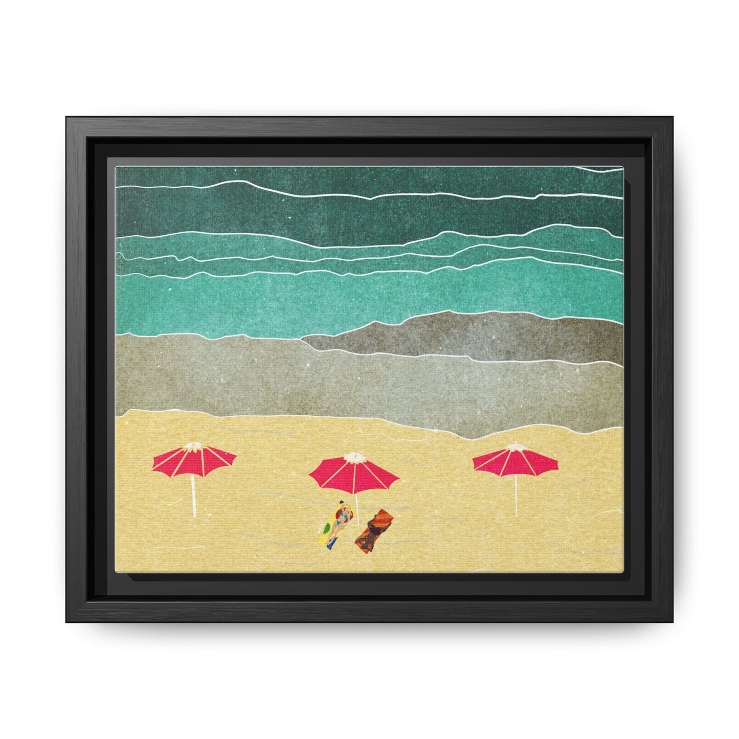 Wall Art Canvas- Seaside Vacation wth red umbrellas