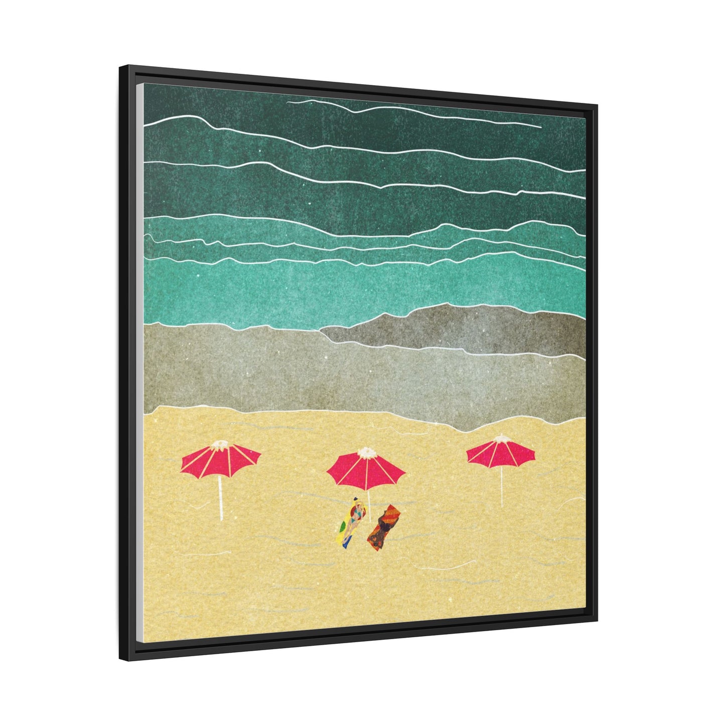 Wall Art Canvas- Seaside Vacation wth red umbrellas
