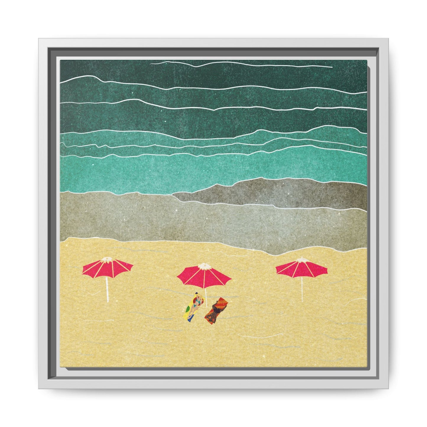 Wall Art Canvas- Seaside Vacation wth red umbrellas