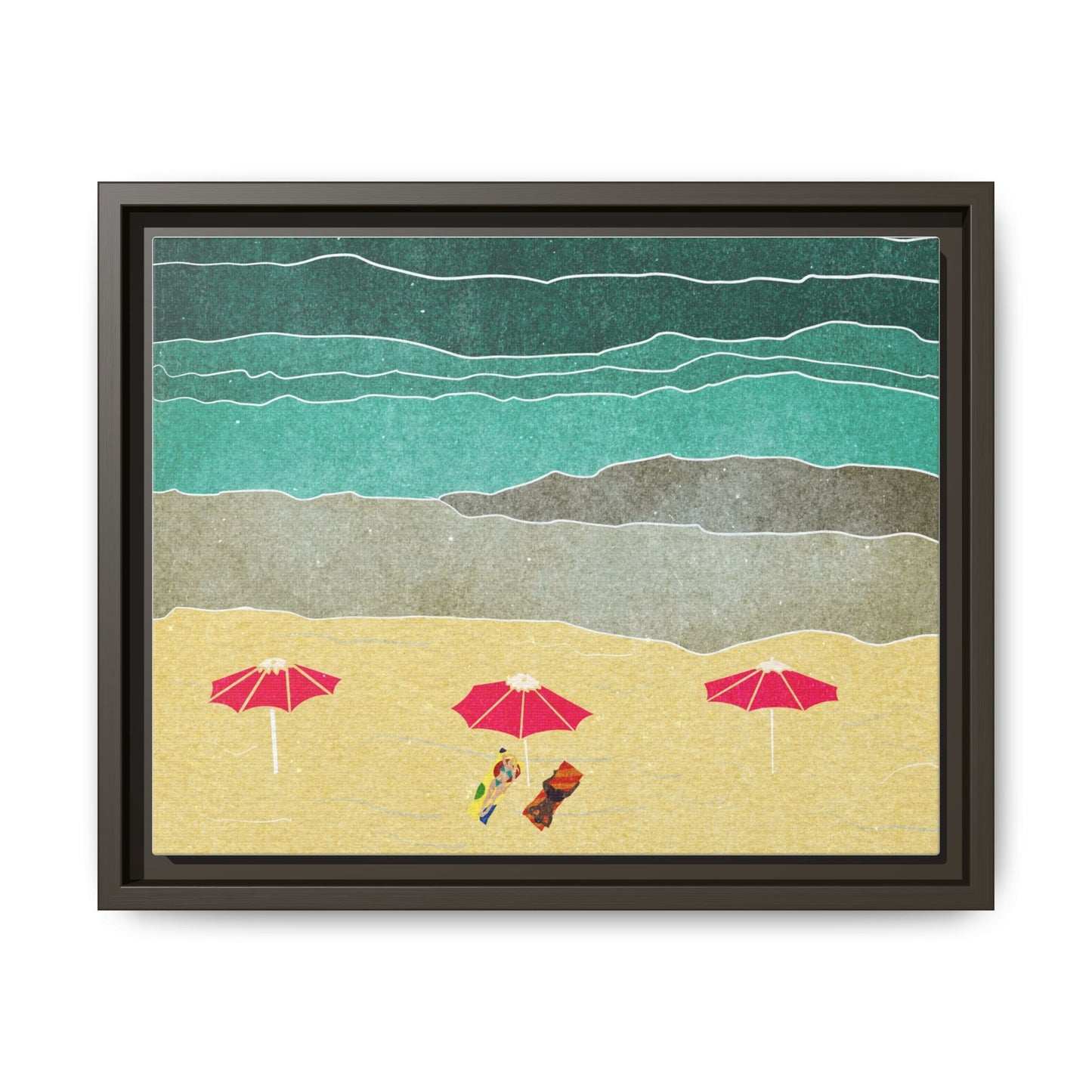 Wall Art Canvas- Seaside Vacation wth red umbrellas