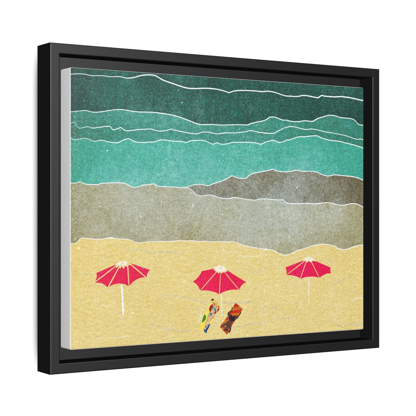 Wall Art Canvas- Seaside Vacation wth red umbrellas